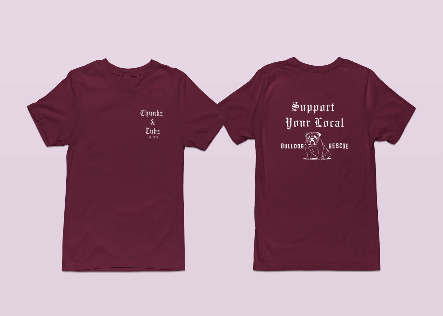 Chunkz & Tubz Rescue Bulldog Tee | Available in Several Colors - Ruff Life Rescue Wear
