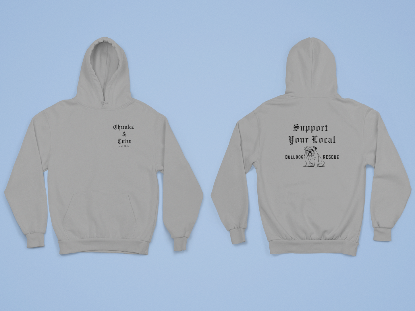 Chunkz & Tubz Rescue Bulldog Hoodie (Available in several colors) - Ruff Life Rescue Wear