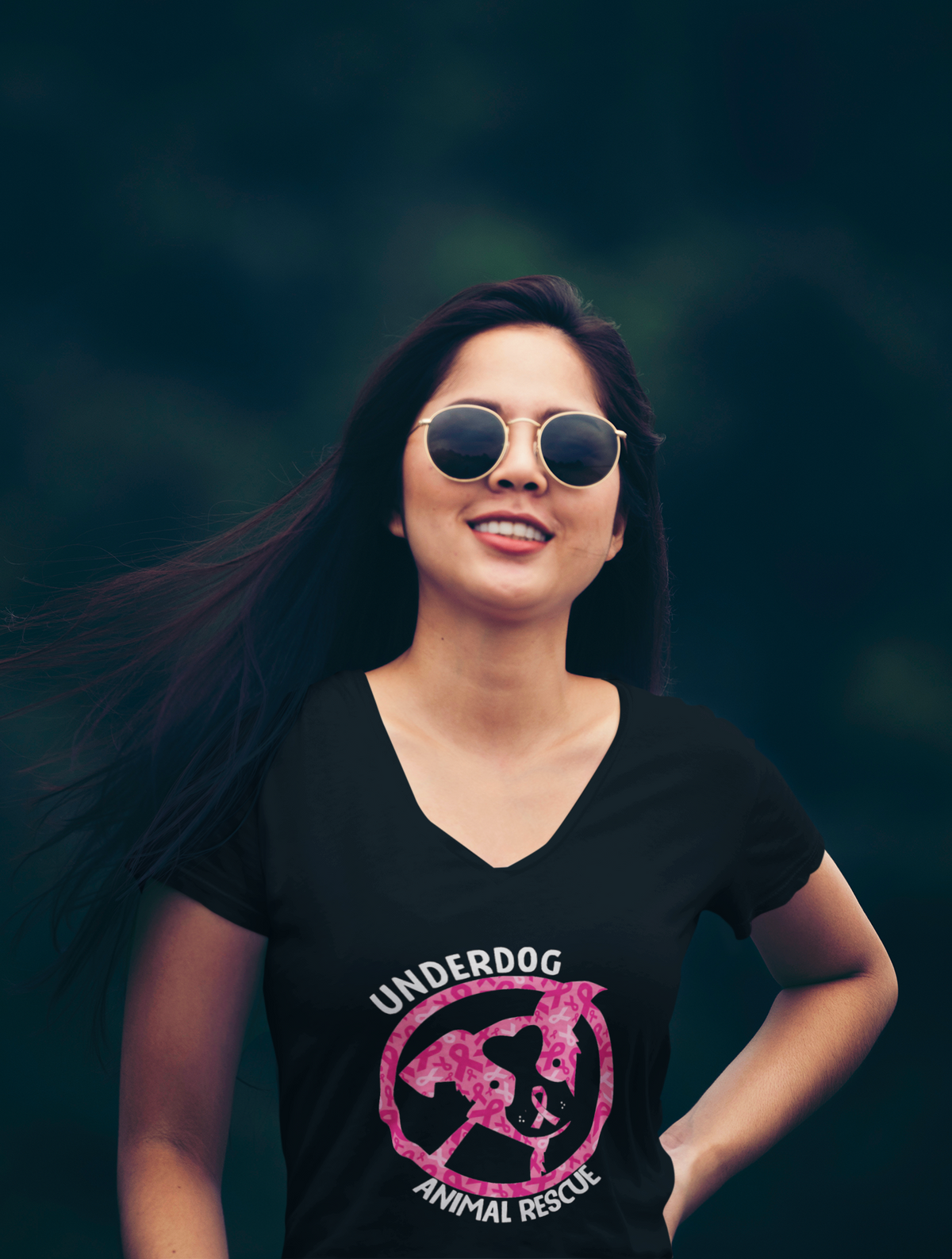Cancer Awareness V Neck (available in several colors) - Ruff Life Rescue Wear