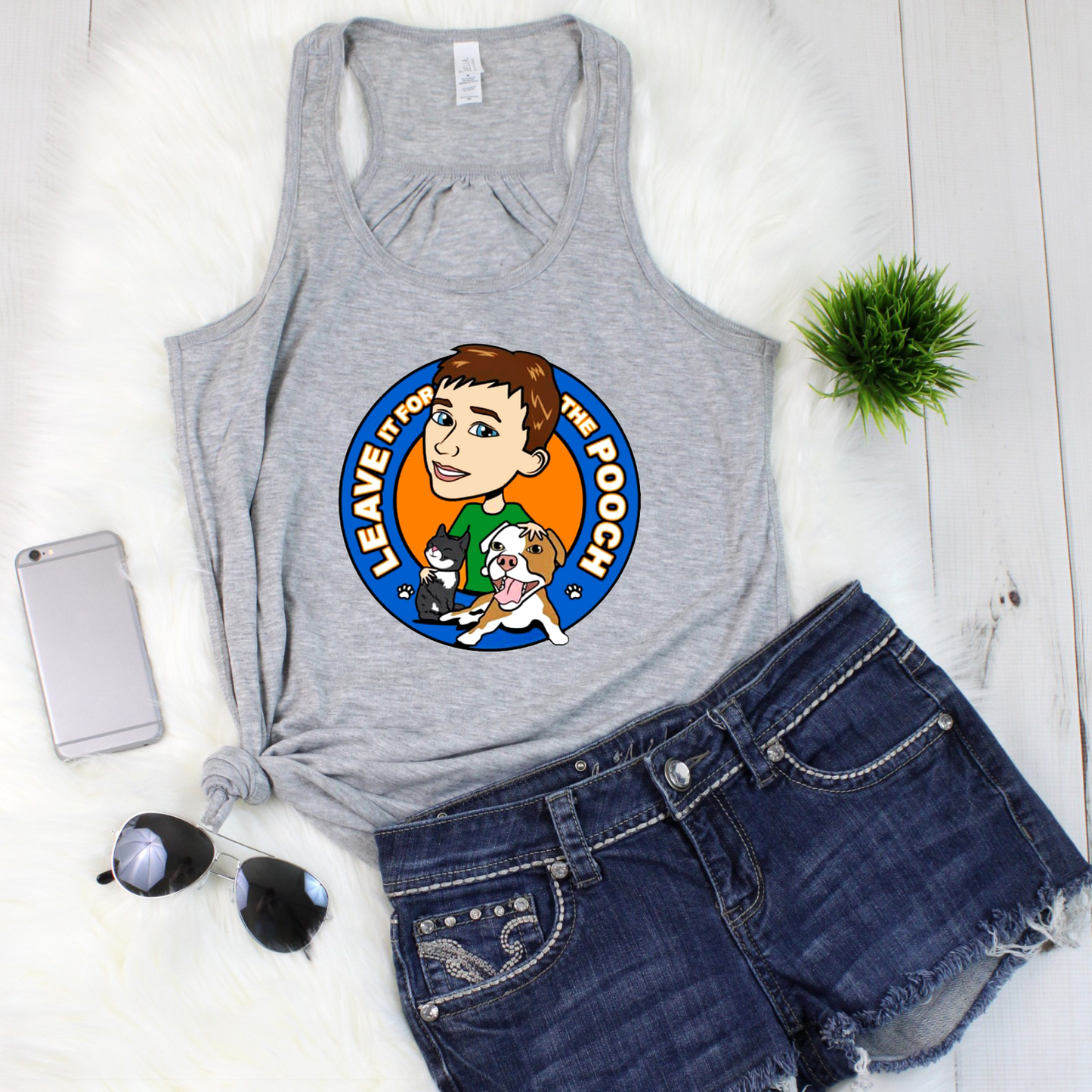 Leave It For The Pooch Flowy Racerback Tank - Ruff Life Rescue Wear