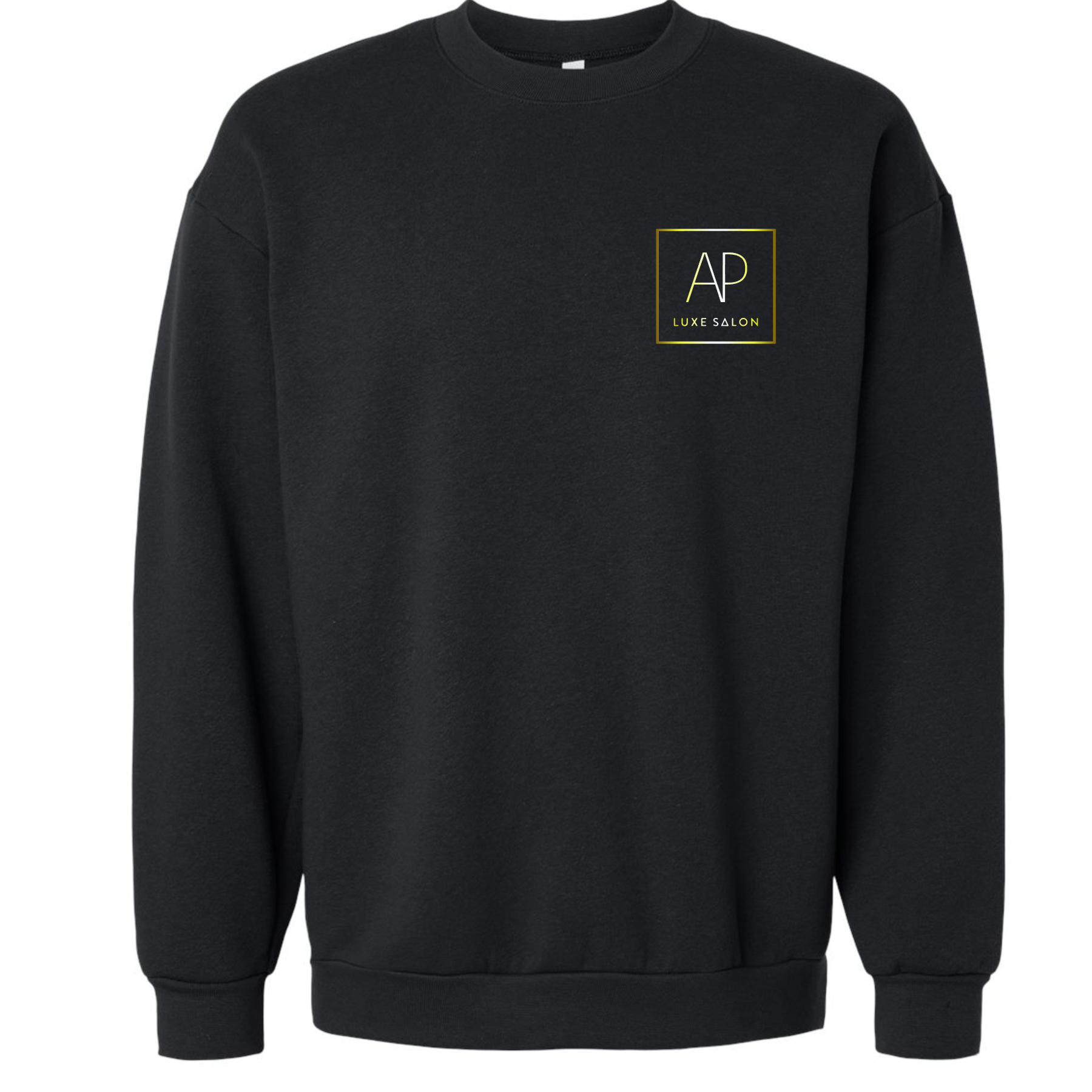 AP LUXE SALON Crewneck Sweatshirt – Metallic Gold Square Logo