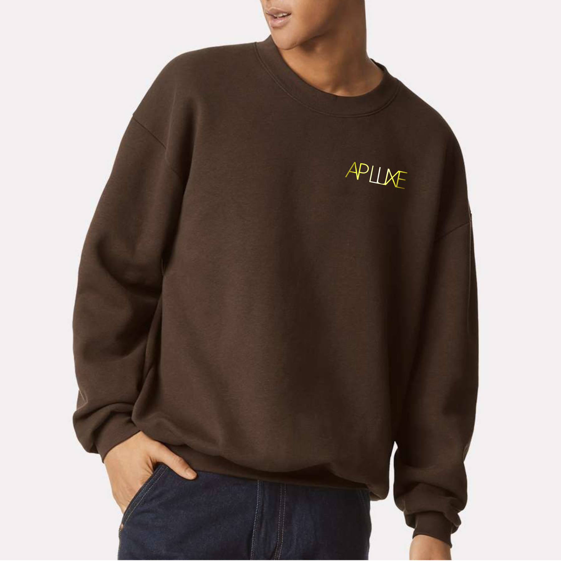 AP LUXE Crewneck Sweatshirt – Metallic Gold Text Logo