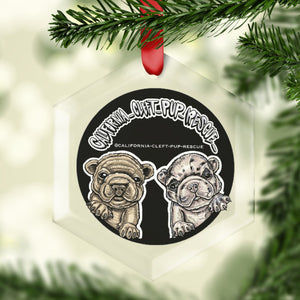 California Cleft Pup Glass Ornament (Free with purchase just add to cart)