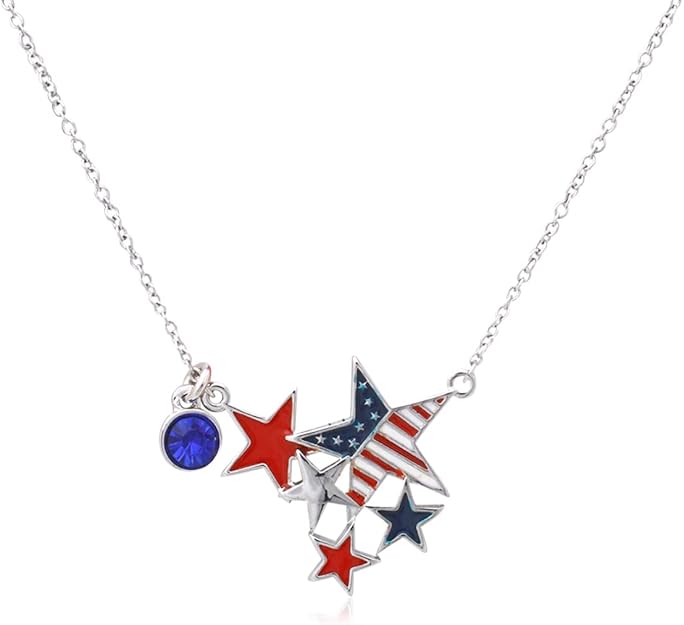 Patriotic Jewelry Set – Flag Necklace & Earrings (Adjustable 16"–18") - Ruff Life Rescue Wear