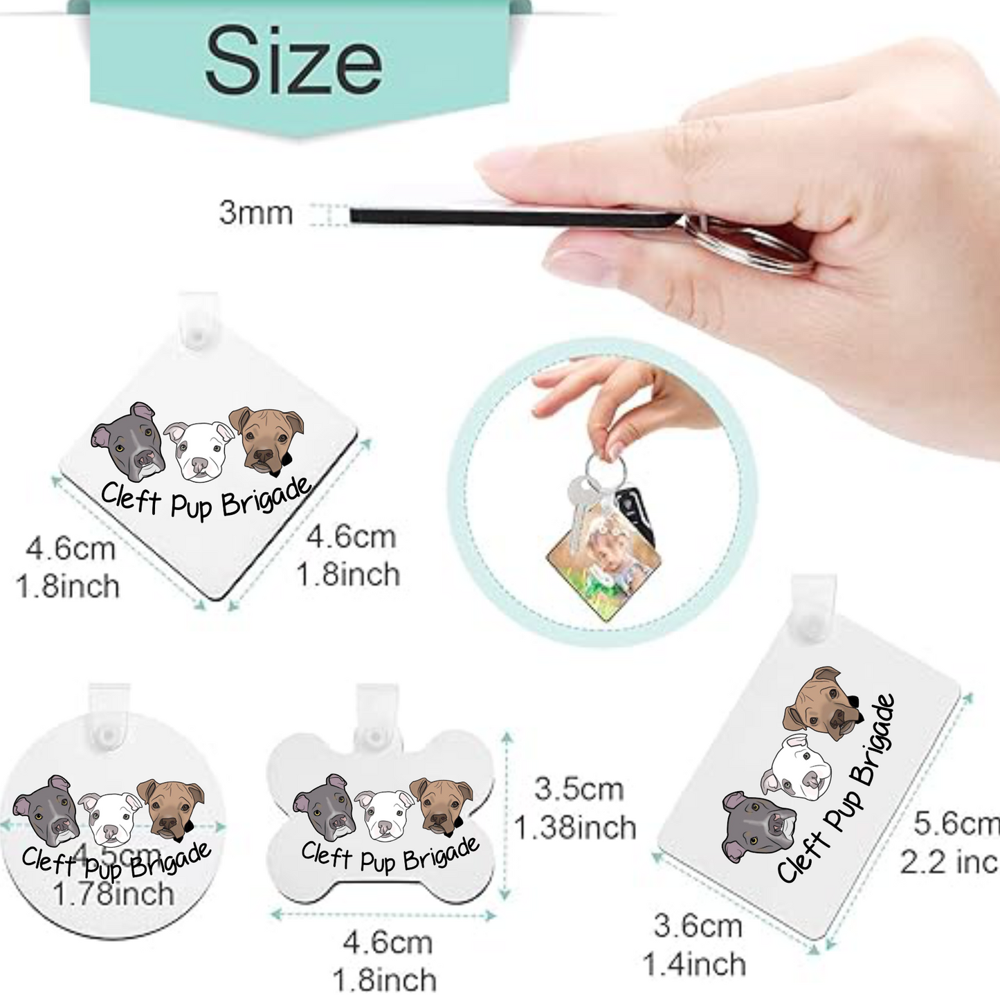 Cleft Pup Brigade Double-Sided Pendants Keychain (Available in several sizes) - Ruff Life Rescue Wear