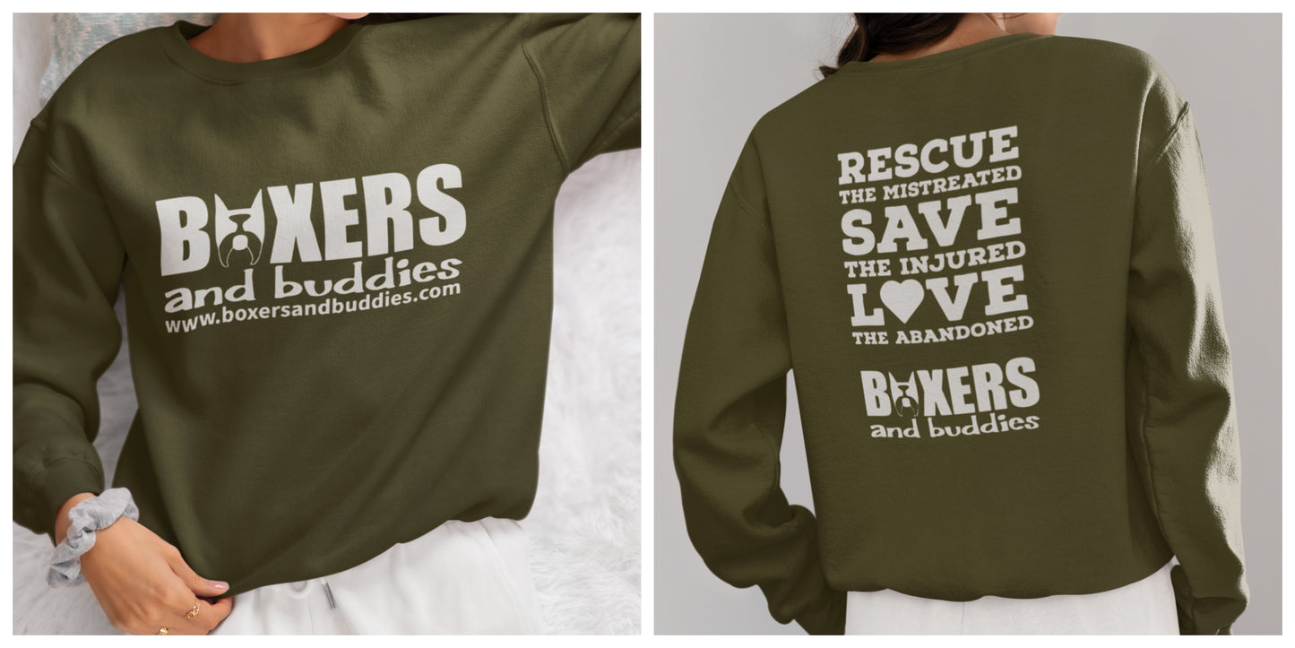 Boxers and Buddies Sweatshirts (Available in several colors) - Ruff Life Rescue Wear