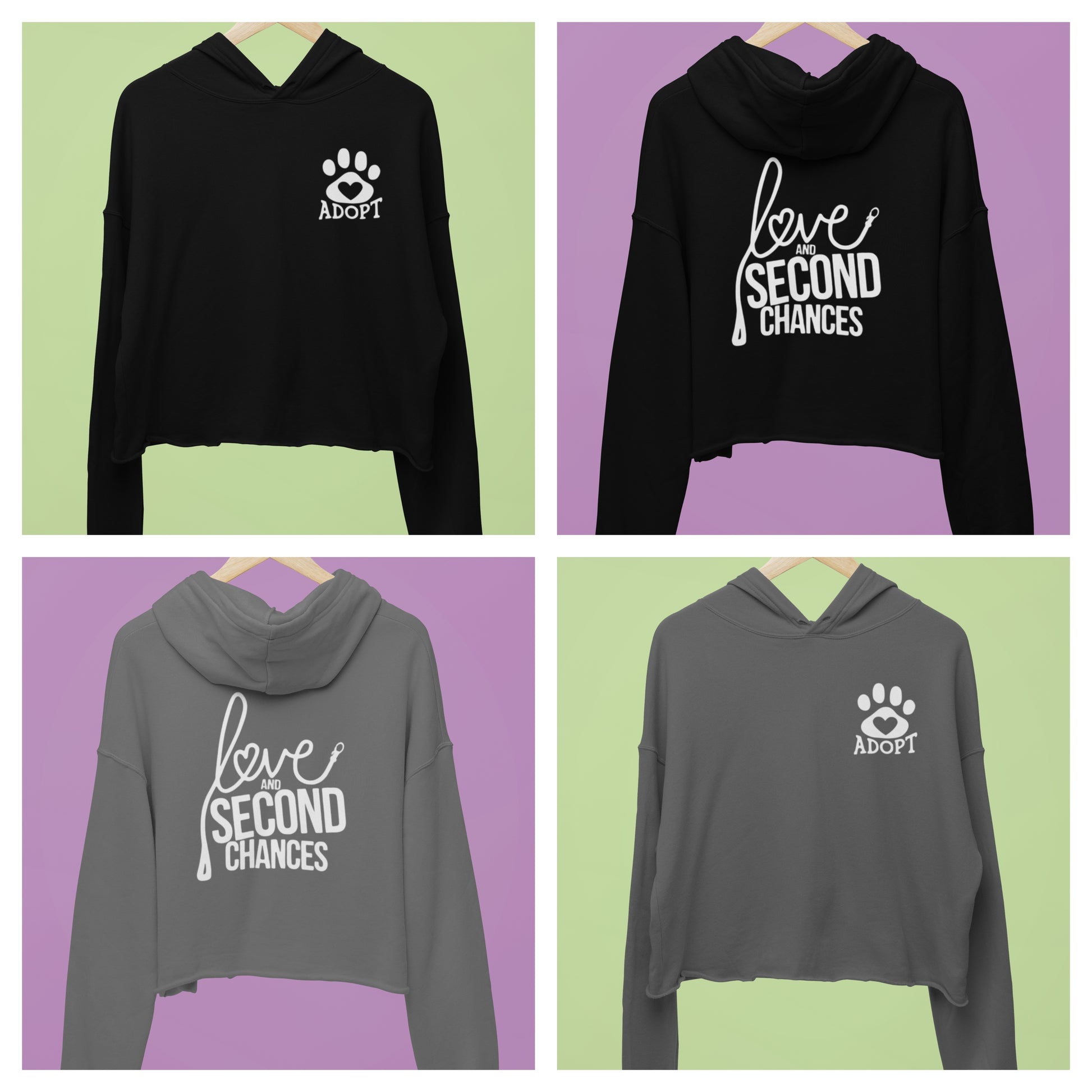 Love & Second Chances Cropped Fleece Hoodie - Ruff Life Rescue Wear