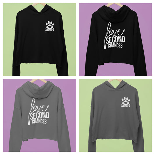 Love & Second Chances Cropped Fleece Hoodie - Ruff Life Rescue Wear