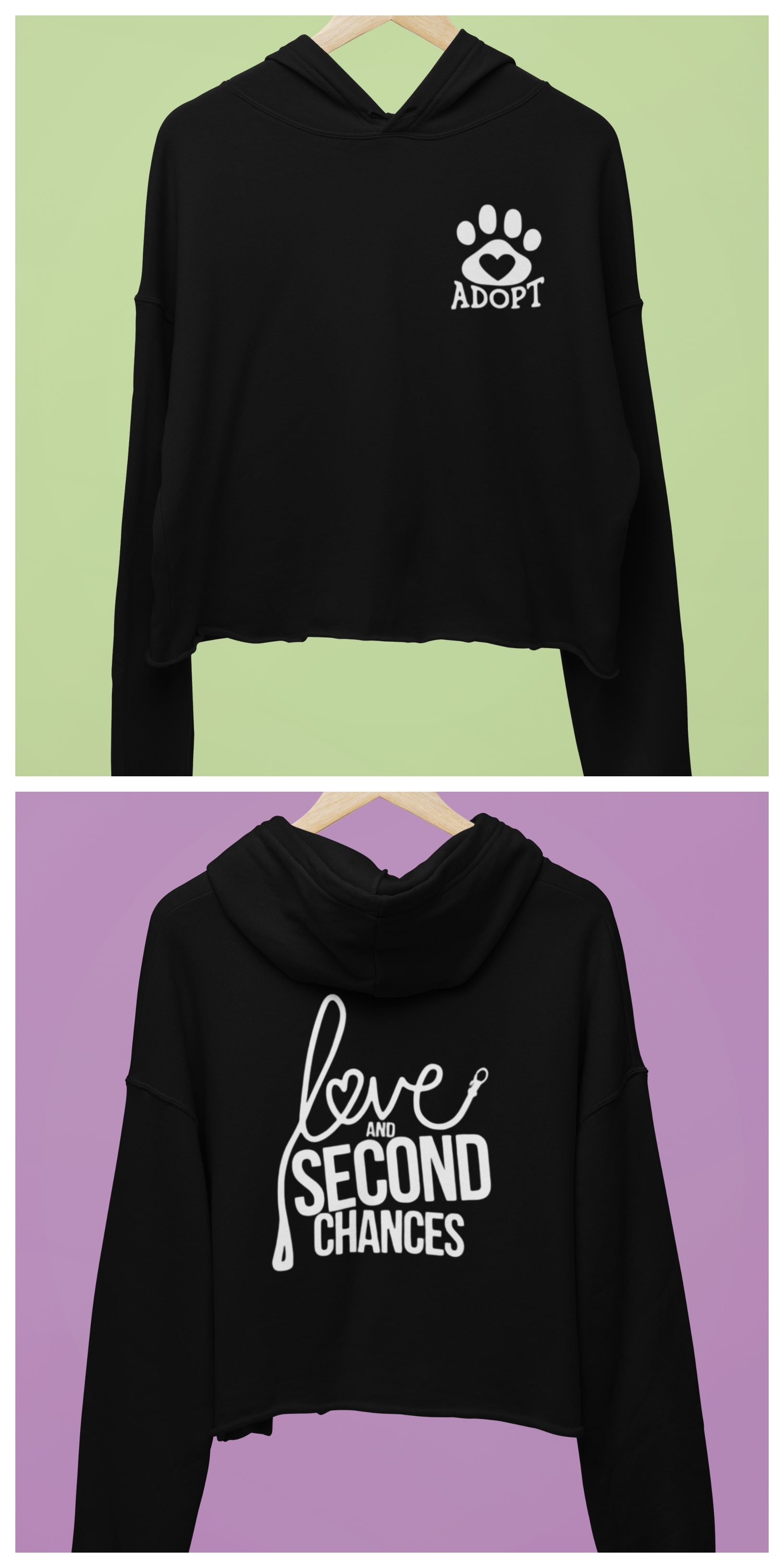 Love & Second Chances Cropped Fleece Hoodie - Ruff Life Rescue Wear