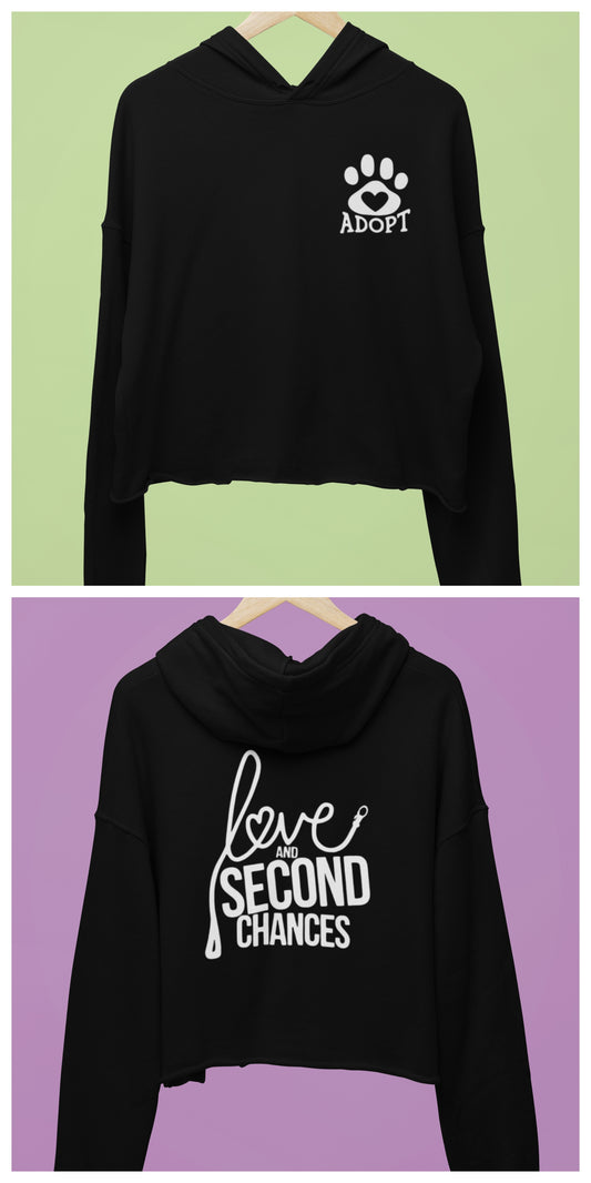 Love & Second Chances Cropped Fleece Hoodie - Ruff Life Rescue Wear