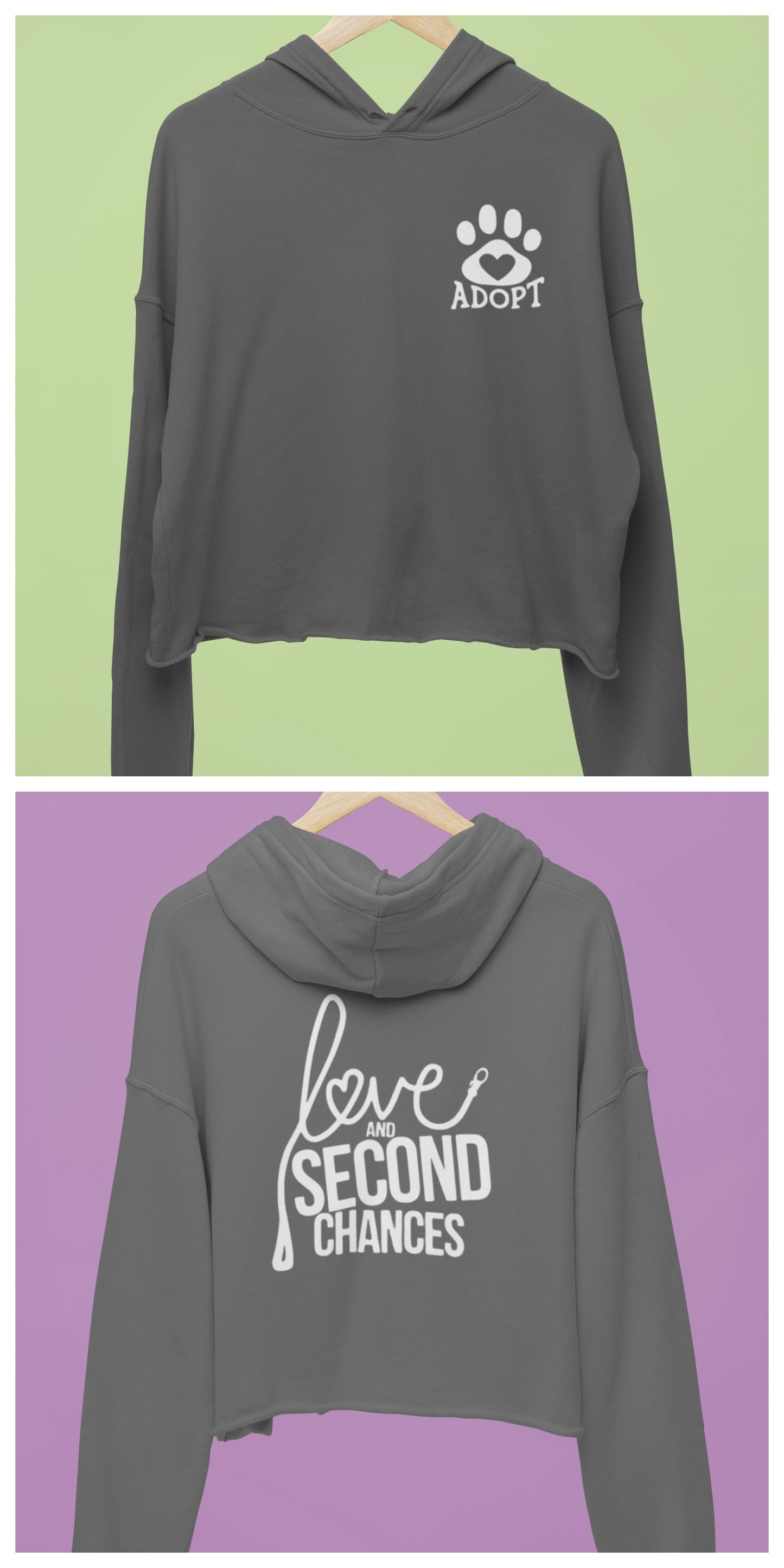 Love & Second Chances Cropped Fleece Hoodie - Ruff Life Rescue Wear