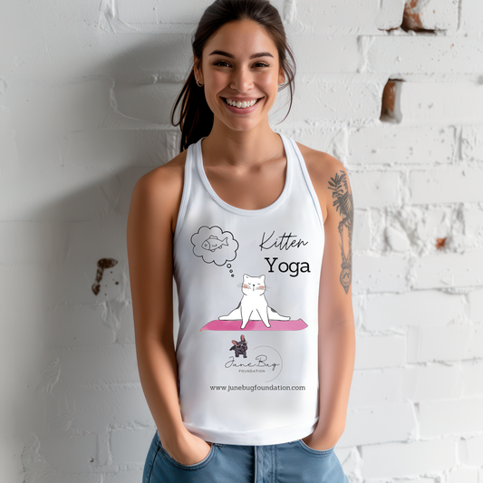 June Bug Kitten Yoga TANK (Available in many colors) - Ruff Life Rescue Wear