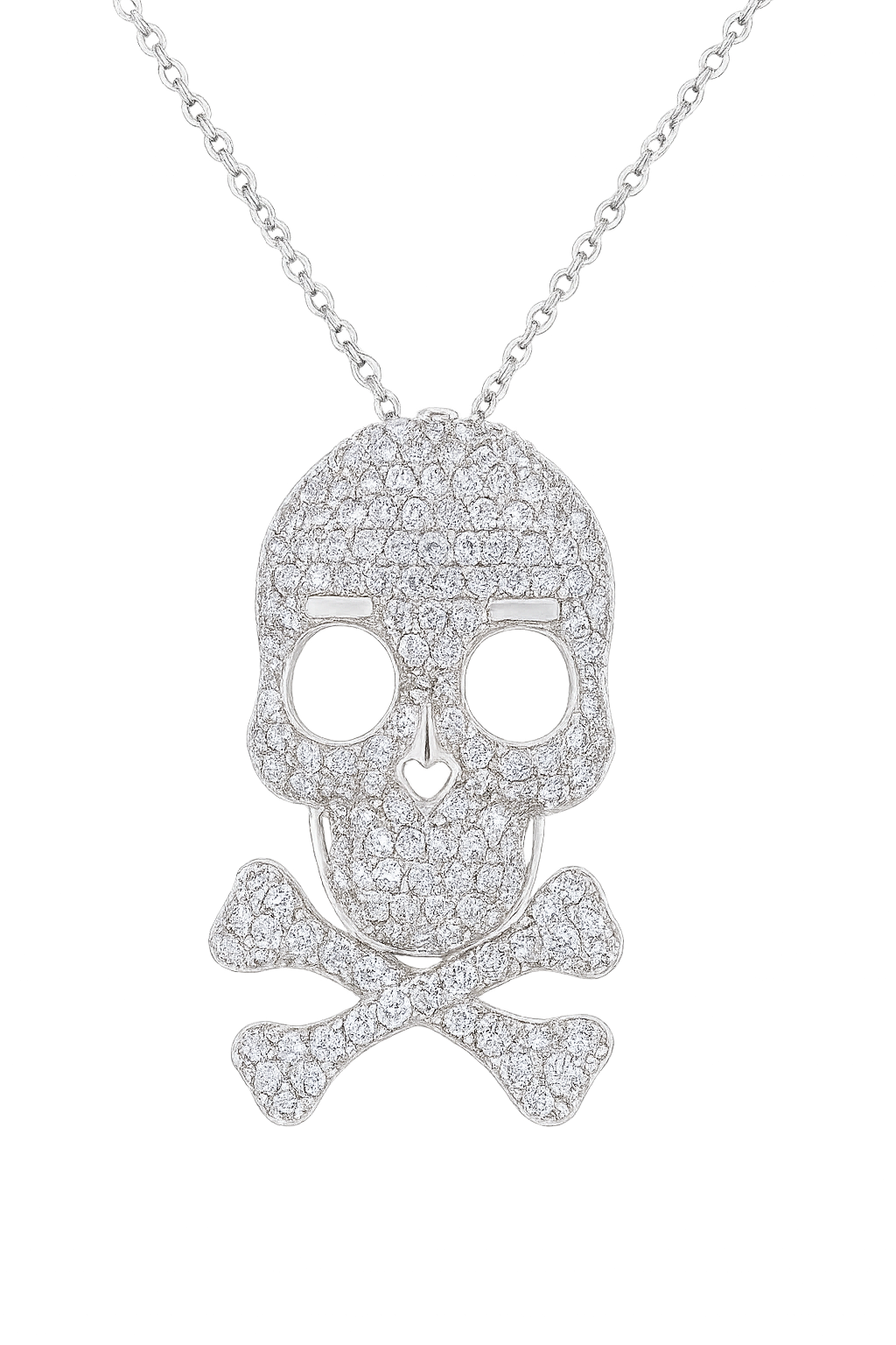 Sparkling Skull & Crossbones Pendant Necklace