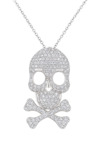 Sparkling Skull & Crossbones Pendant Necklace