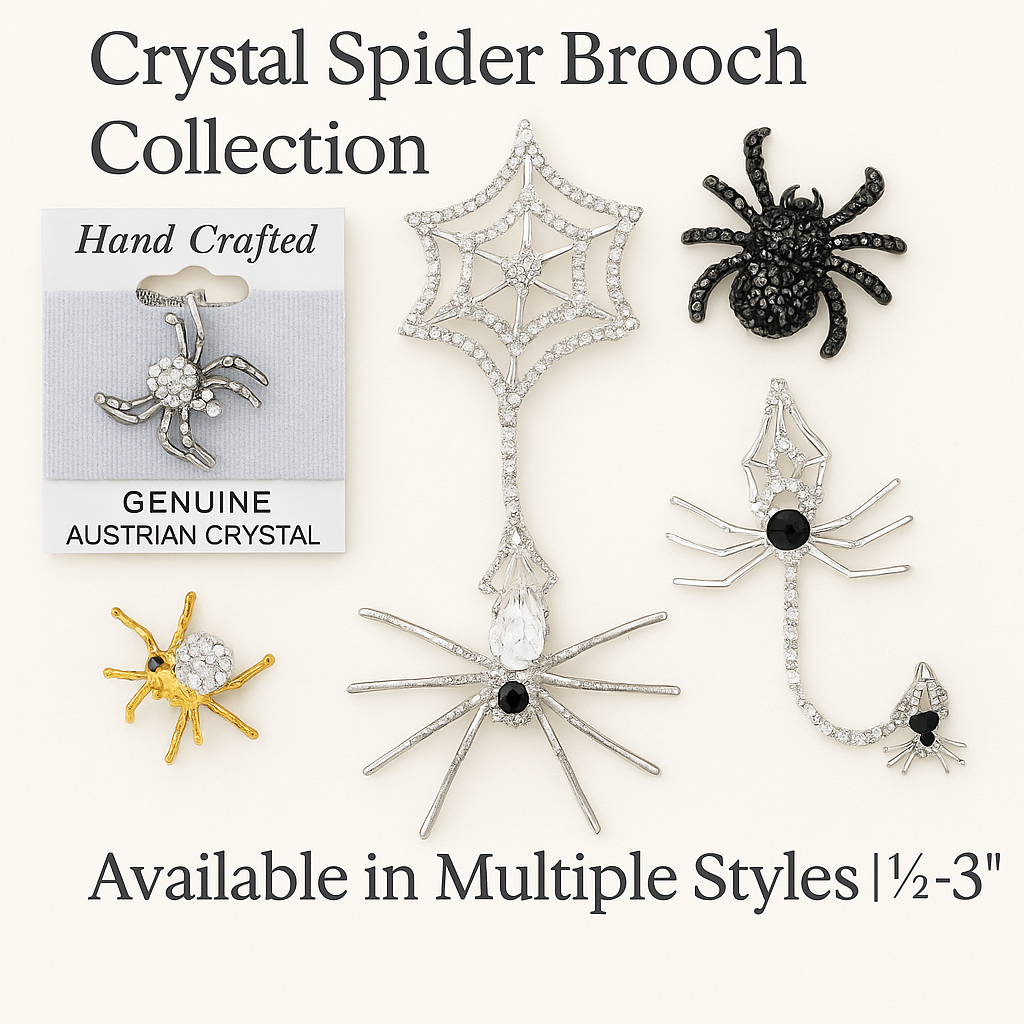 Crystal Spider Brooch Collection | Genuine Austrian Crystal Pins |