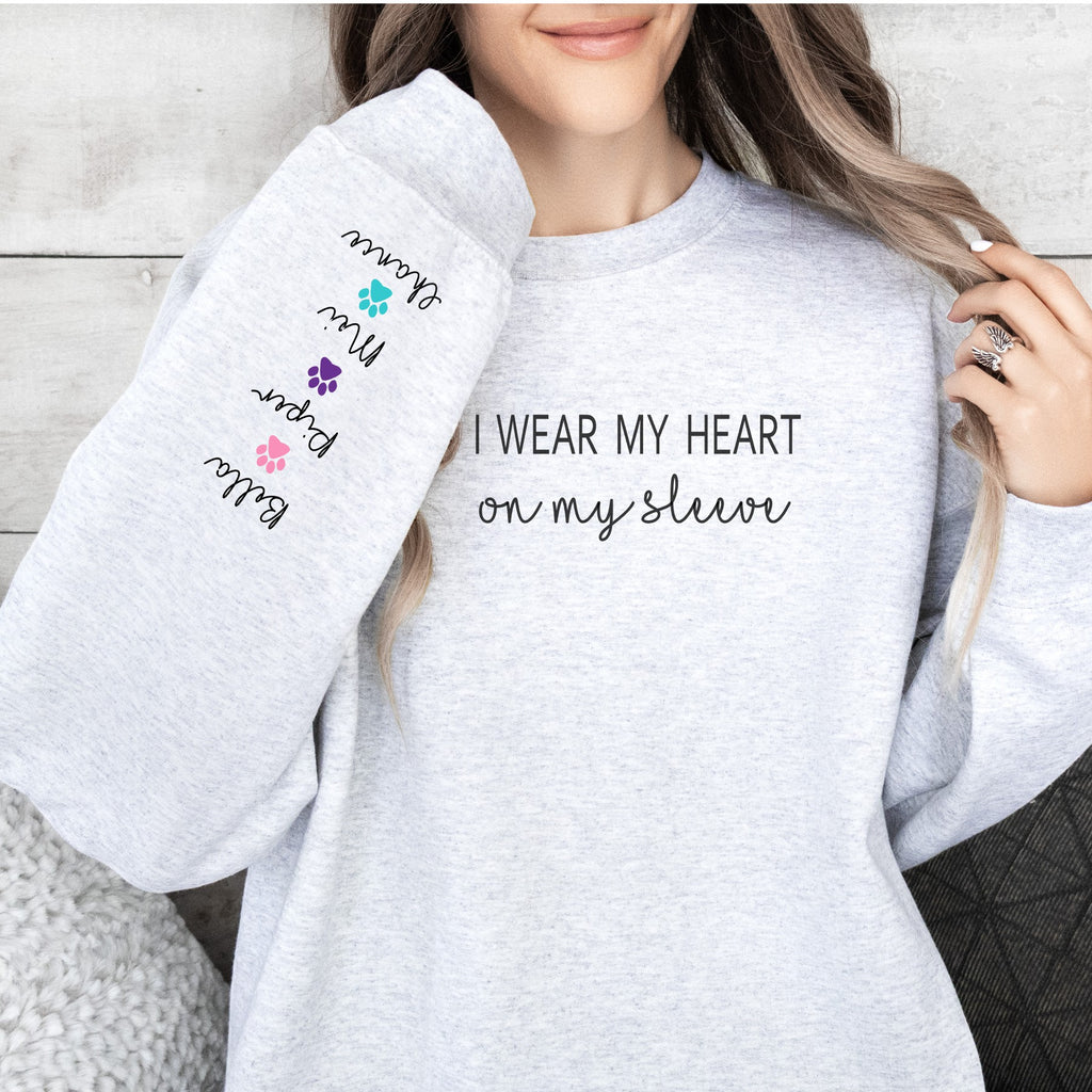 PERSONALIZE -Heart On My Sleeve Sweatshirt (Available in several colors)