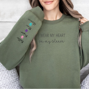 PERSONALIZE -Heart On My Sleeve Sweatshirt (Available in several colors can change paws to hearts)