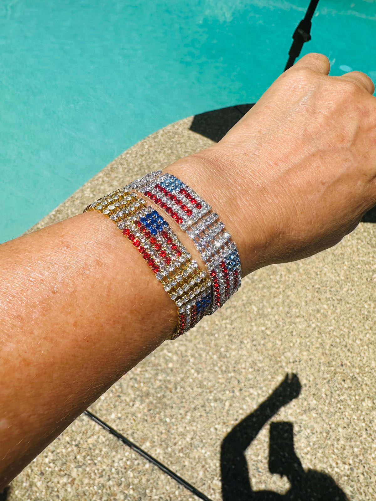 Patriotic American Flag Austrian Crystal Tennis Bracelet - Ruff Life Rescue Wear