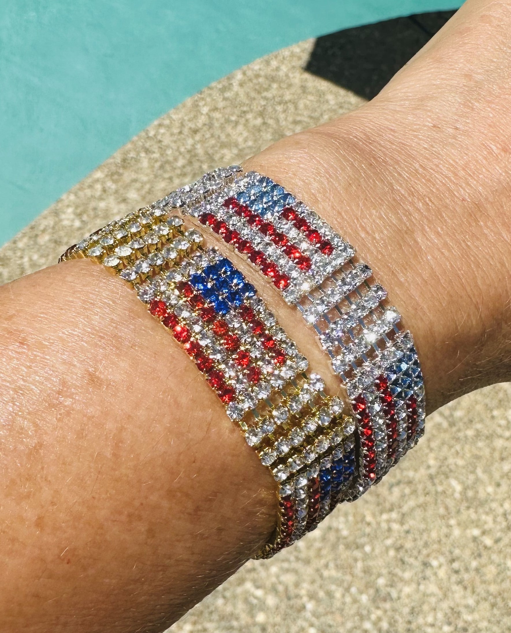 Patriotic American Flag Austrian Crystal Tennis Bracelet - Ruff Life Rescue Wear