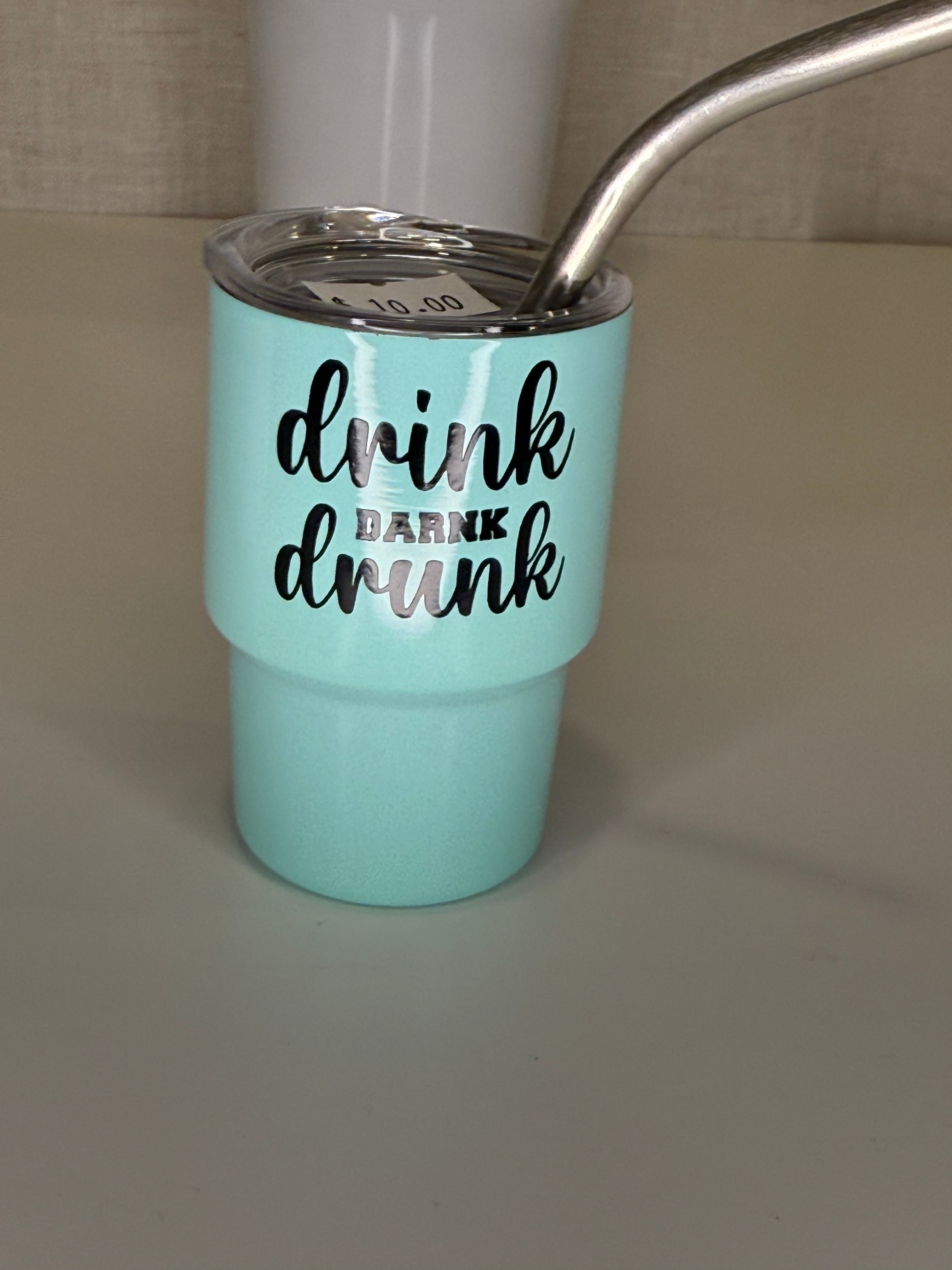Mini Tumbler Shot Glass – Funny Sayings | 3.5 oz Stainless Steel Cup with Lid & Straw