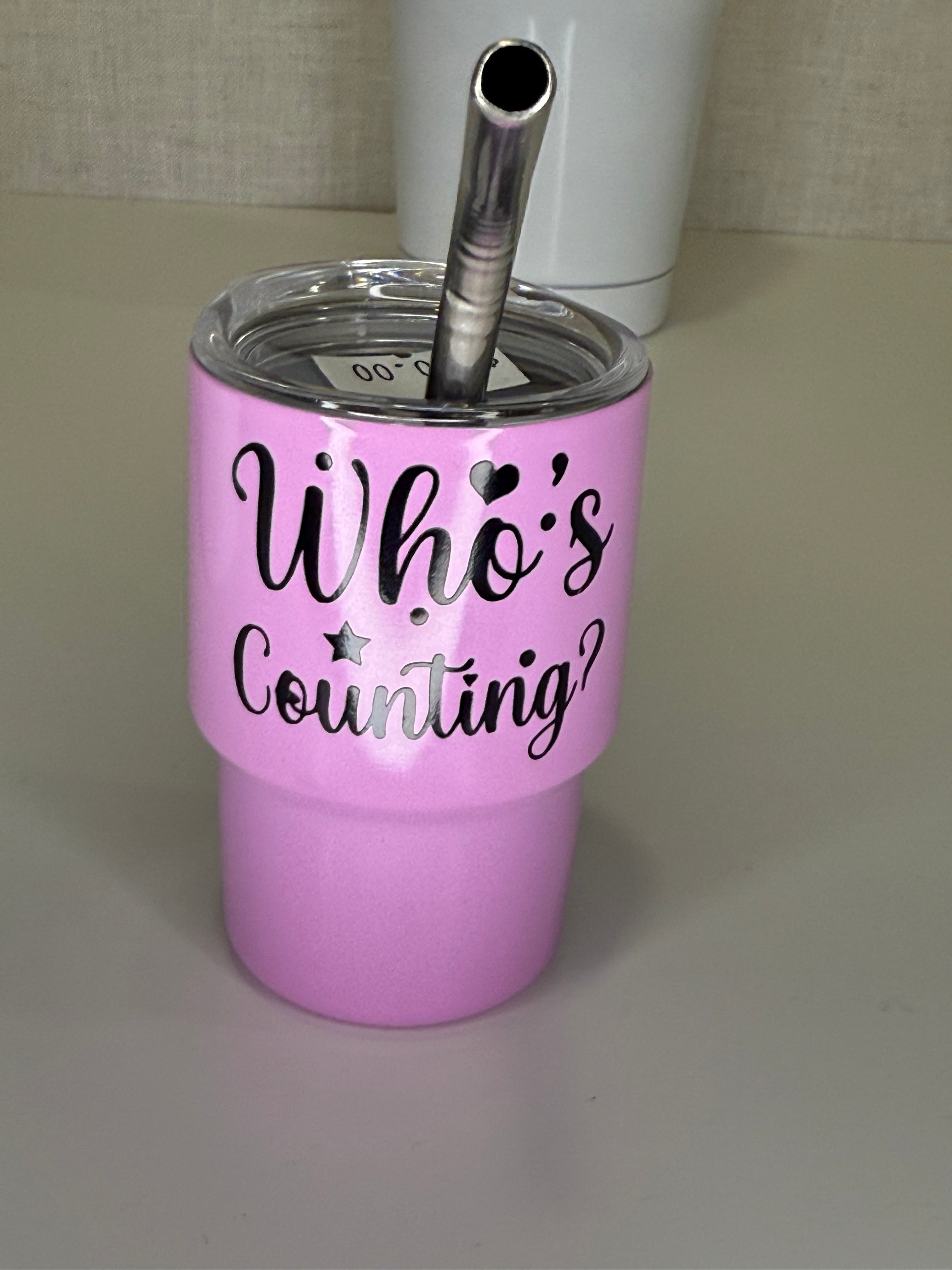 Mini Tumbler Shot Glass – Funny Sayings | 3.5 oz Stainless Steel Cup with Lid & Straw