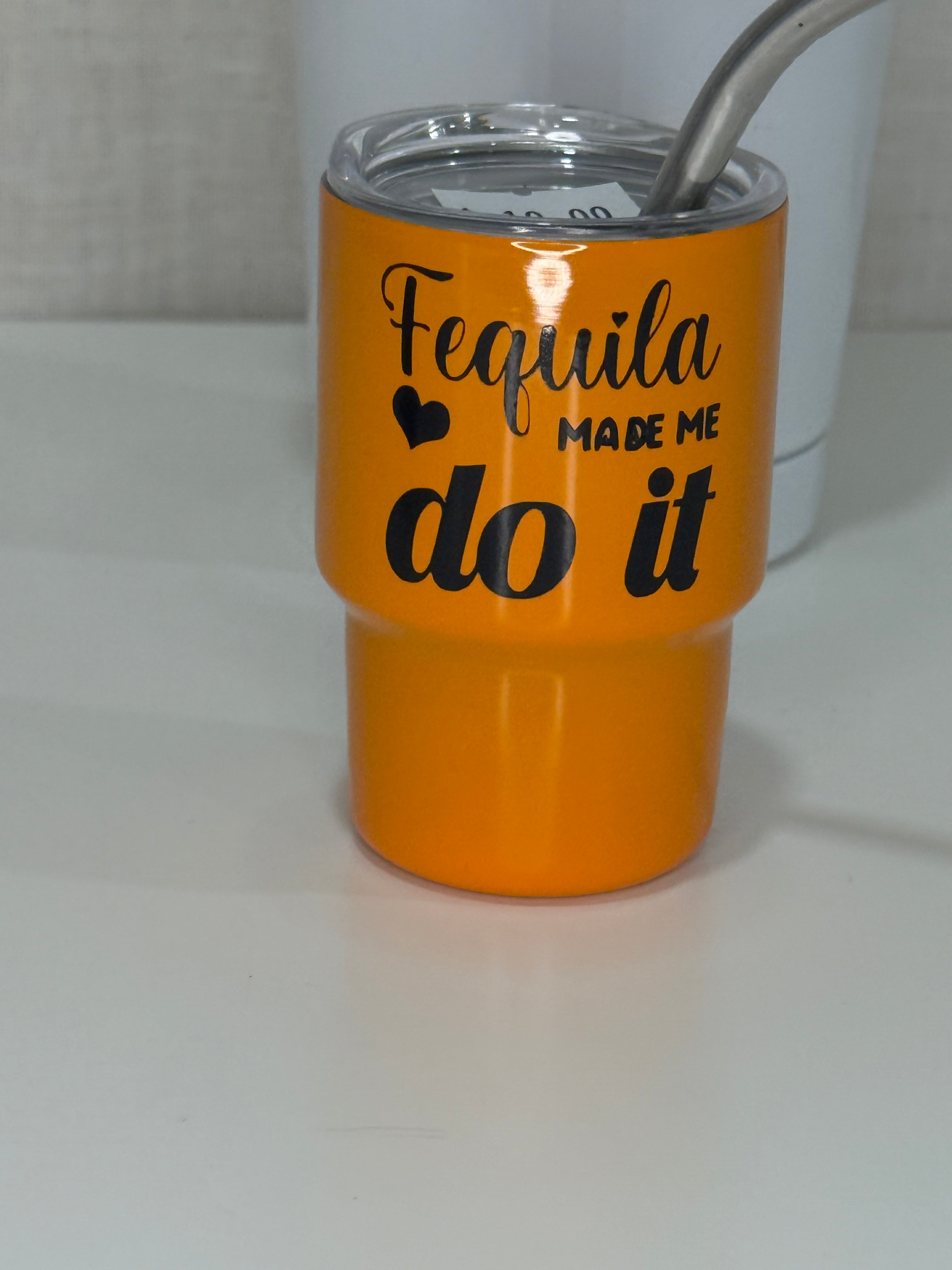 Mini Tumbler Shot Glass – Funny Sayings | 3.5 oz Stainless Steel Cup with Lid & Straw