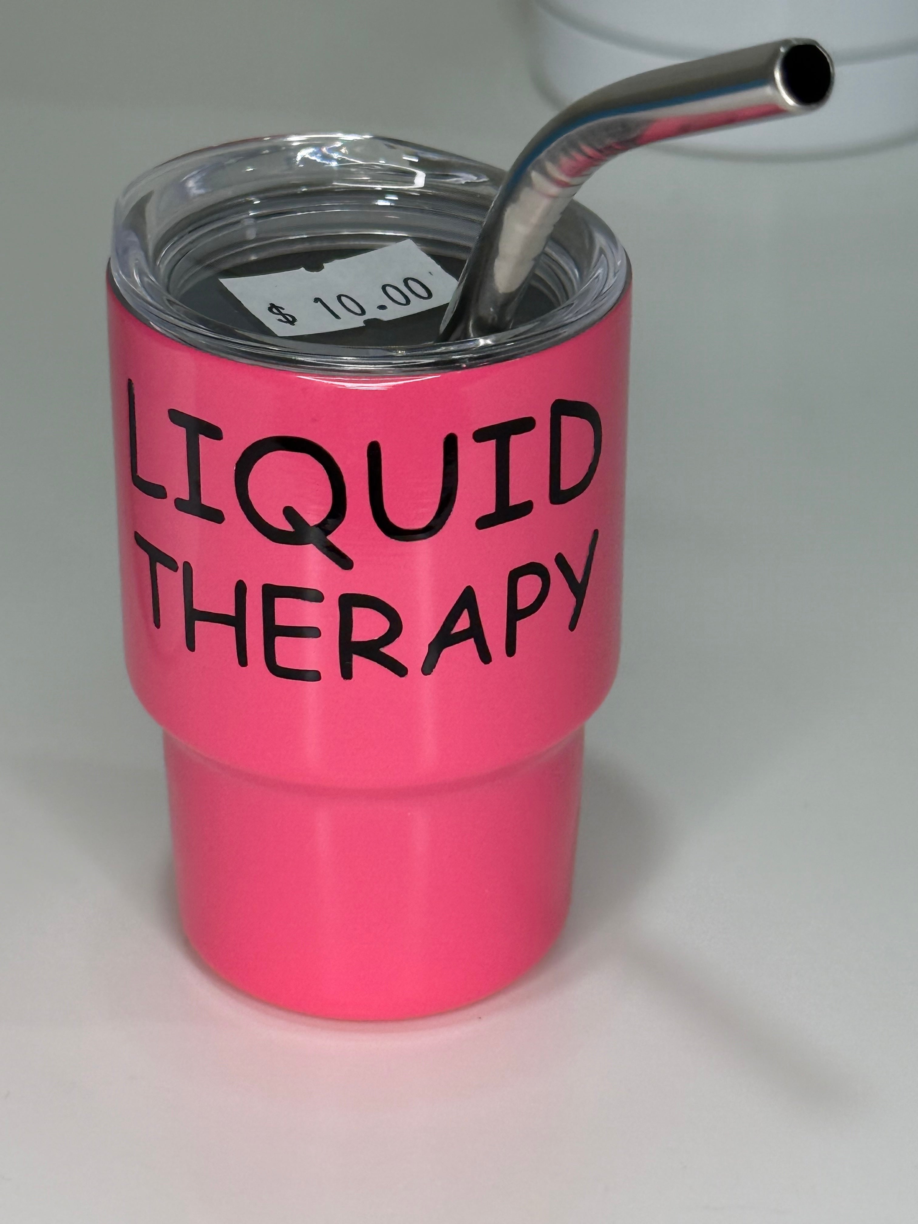 Mini Tumbler Shot Glass – Funny Sayings | 3.5 oz Stainless Steel Cup with Lid & Straw