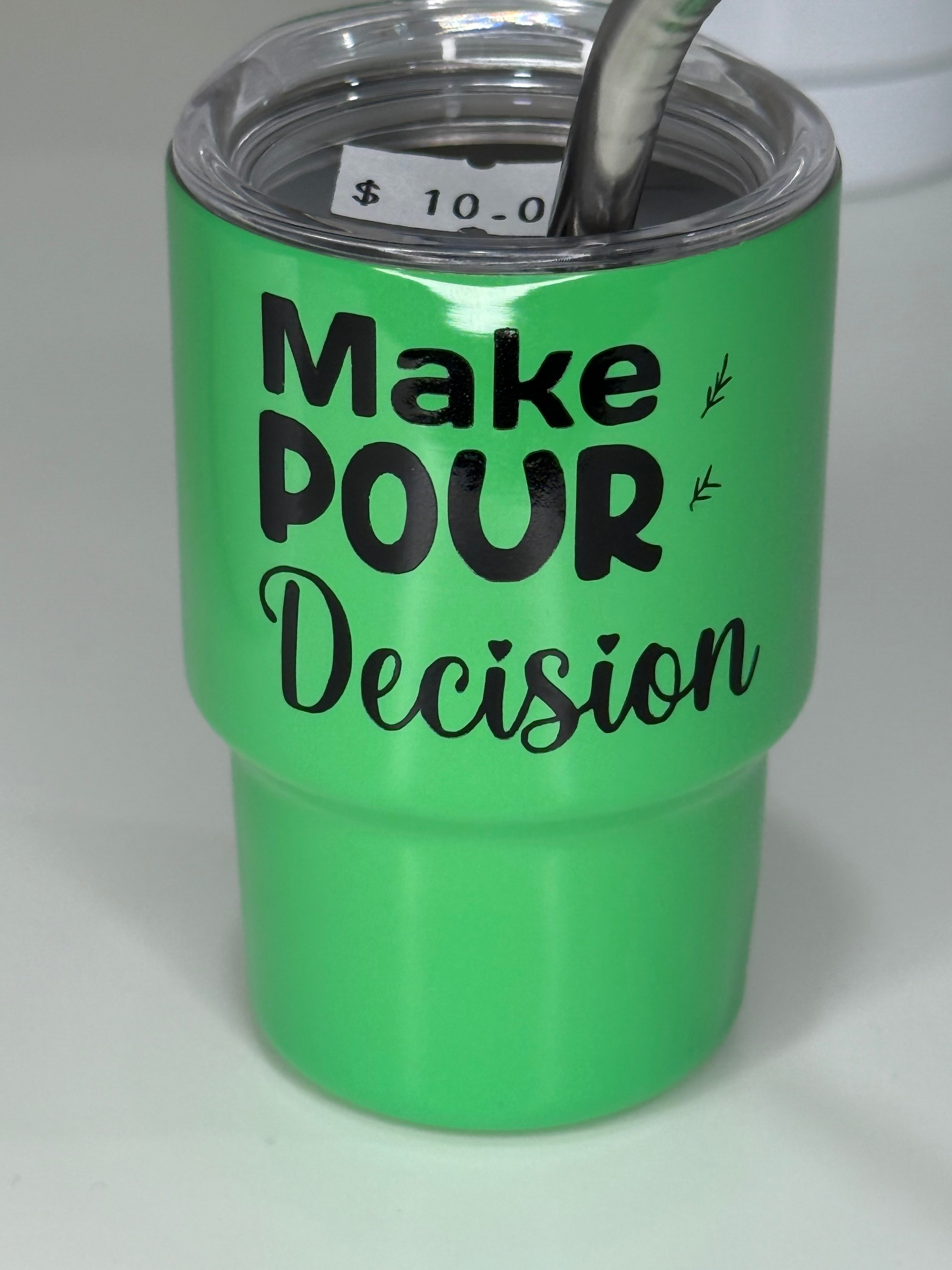 Mini Tumbler Shot Glass – Funny Sayings | 3.5 oz Stainless Steel Cup with Lid & Straw