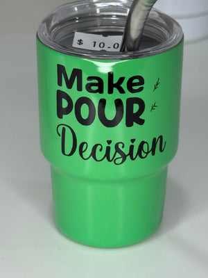 Mini Tumbler Shot Glass – Funny Sayings | 3.5 oz Stainless Steel Cup with Lid & Straw