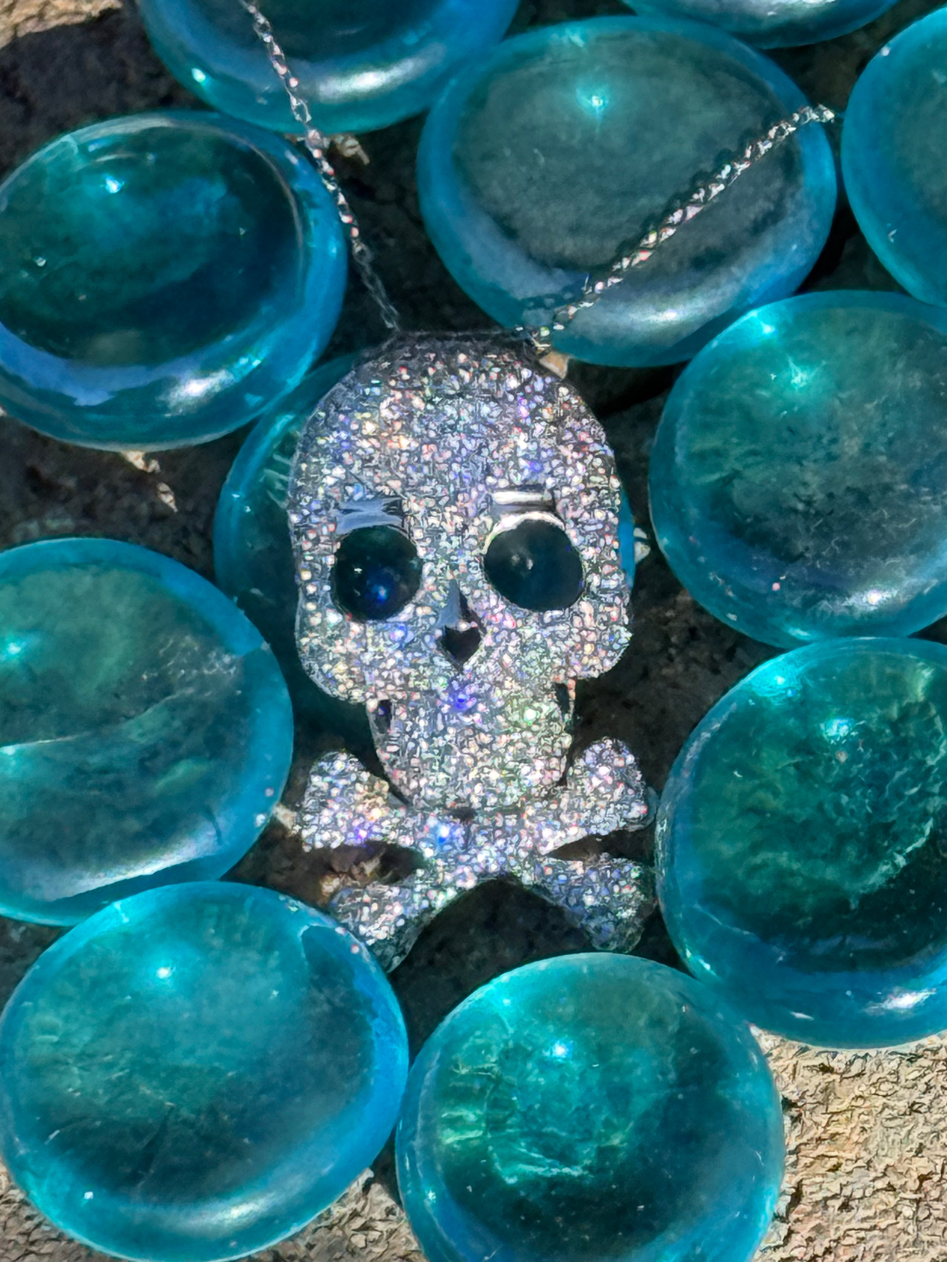 Sparkling Skull & Crossbones Pendant Necklace