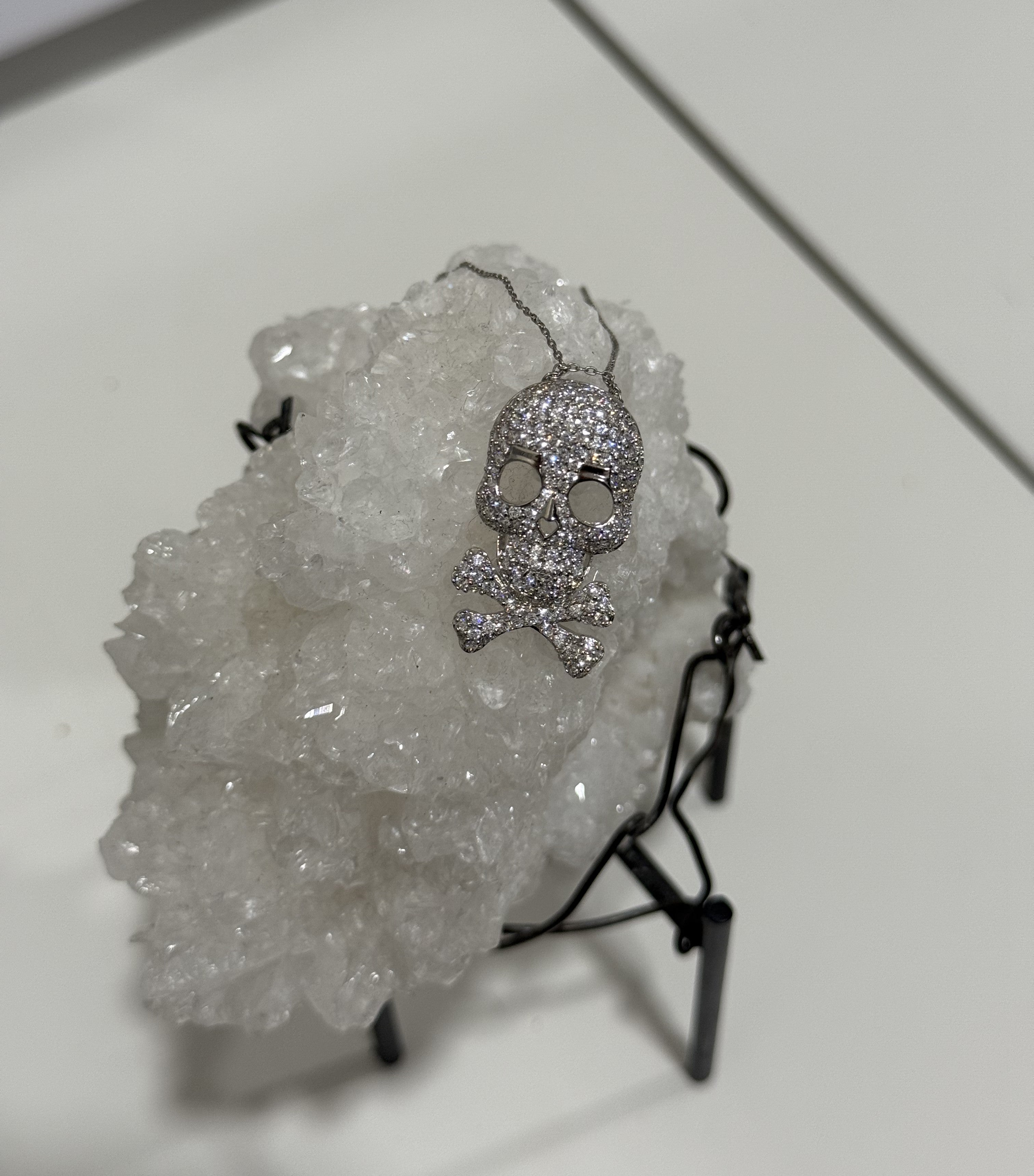 Sparkling Skull & Crossbones Pendant Necklace