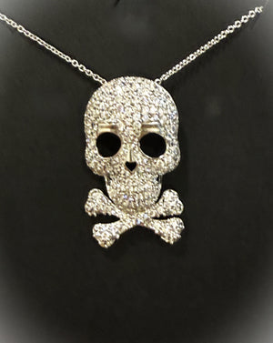 Sparkling Skull & Crossbones Pendant Necklace