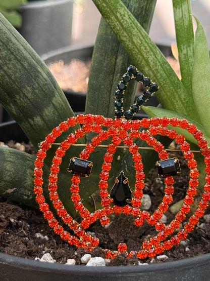 Halloween Pumpkin Crystal Pins – Sparkly Austrian Crystal Brooch Jewelry (choose from 5 designs) – Jack-O’-Lantern Designs – 50% OFF Halloween Sale