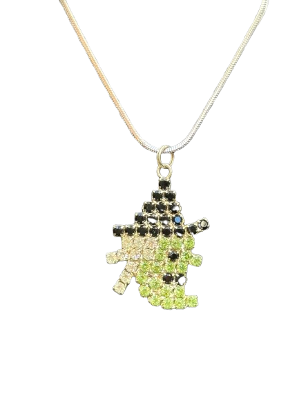 Crystal Witch Necklace | 18" Gold or Silver Chain | Sparkly Rhinestone Halloween Jewelry | Ruff Life Rescue Wear