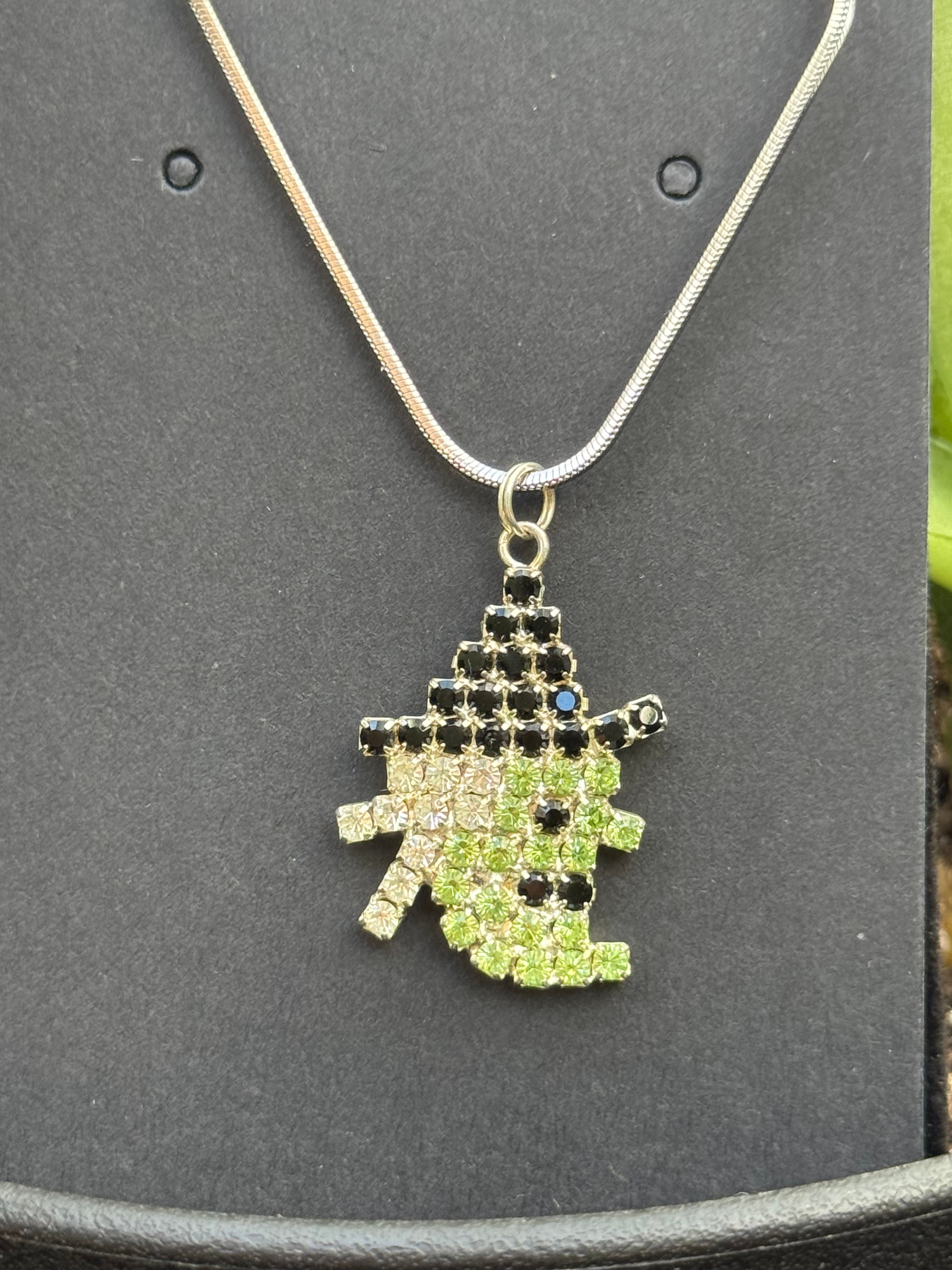 Crystal Witch Necklace | 18" Gold or Silver Chain | Sparkly Rhinestone Halloween Jewelry | Ruff Life Rescue Wear