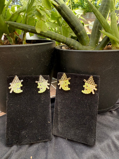 Crystal Witch Earrings & Pin Set | Gold or Silver | Austrian Crystal Halloween Jewelry