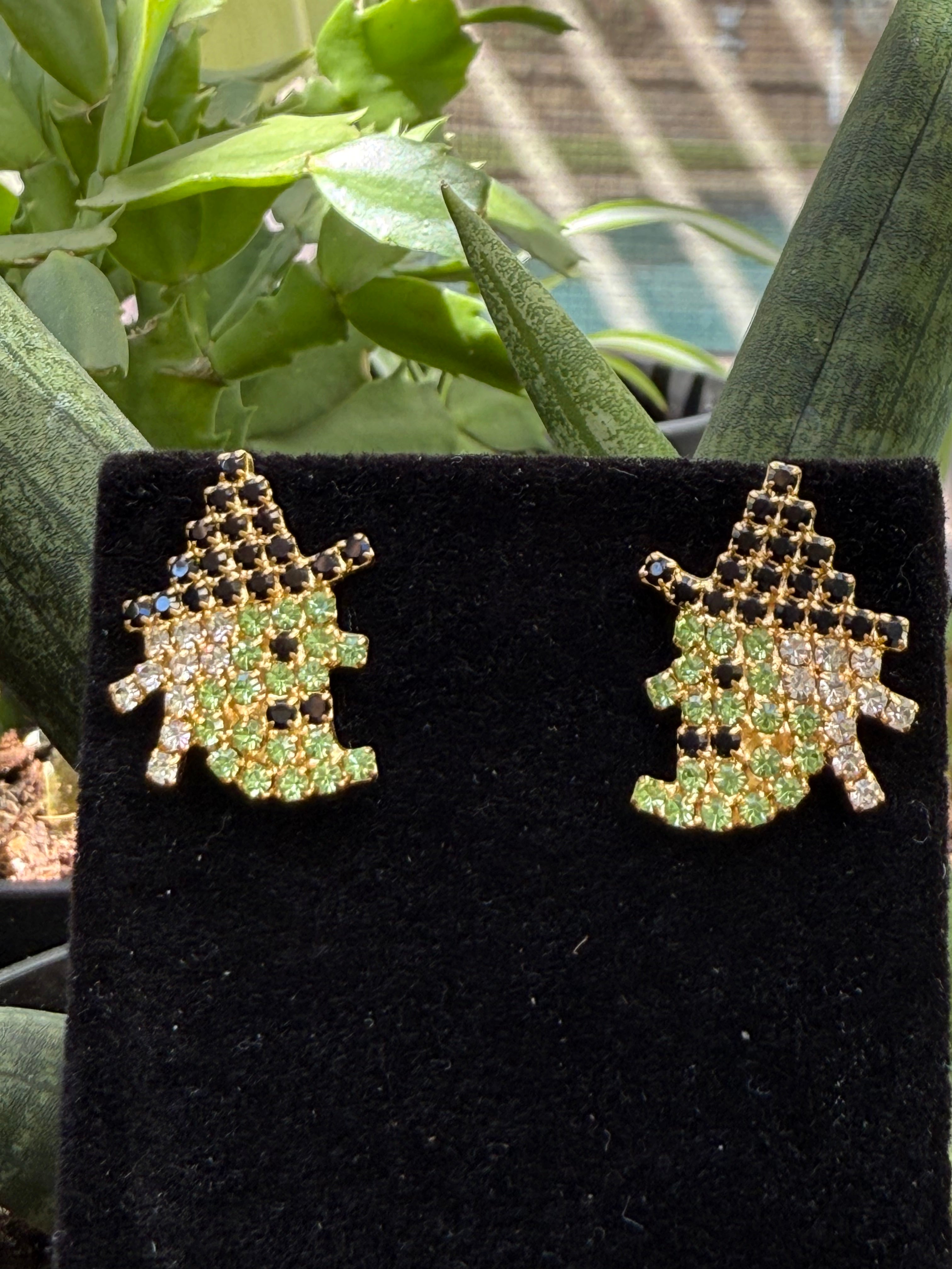 Crystal Witch Earrings & Pin Set | Gold or Silver | Austrian Crystal Halloween Jewelry