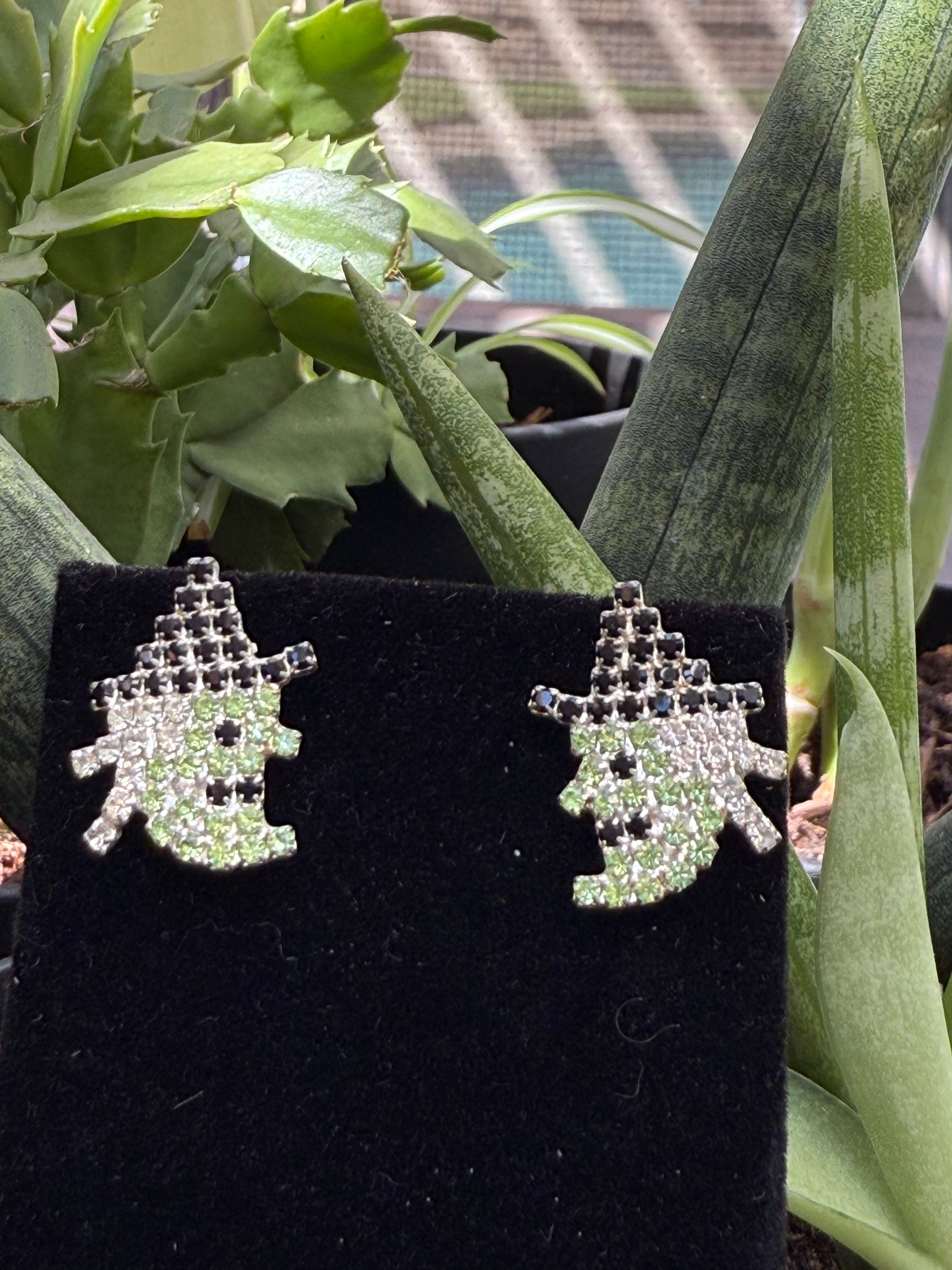 Crystal Witch Earrings & Pin Set | Gold or Silver | Austrian Crystal Halloween Jewelry