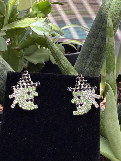 Crystal Witch Earrings & Pin Set | Gold or Silver | Austrian Crystal Halloween Jewelry