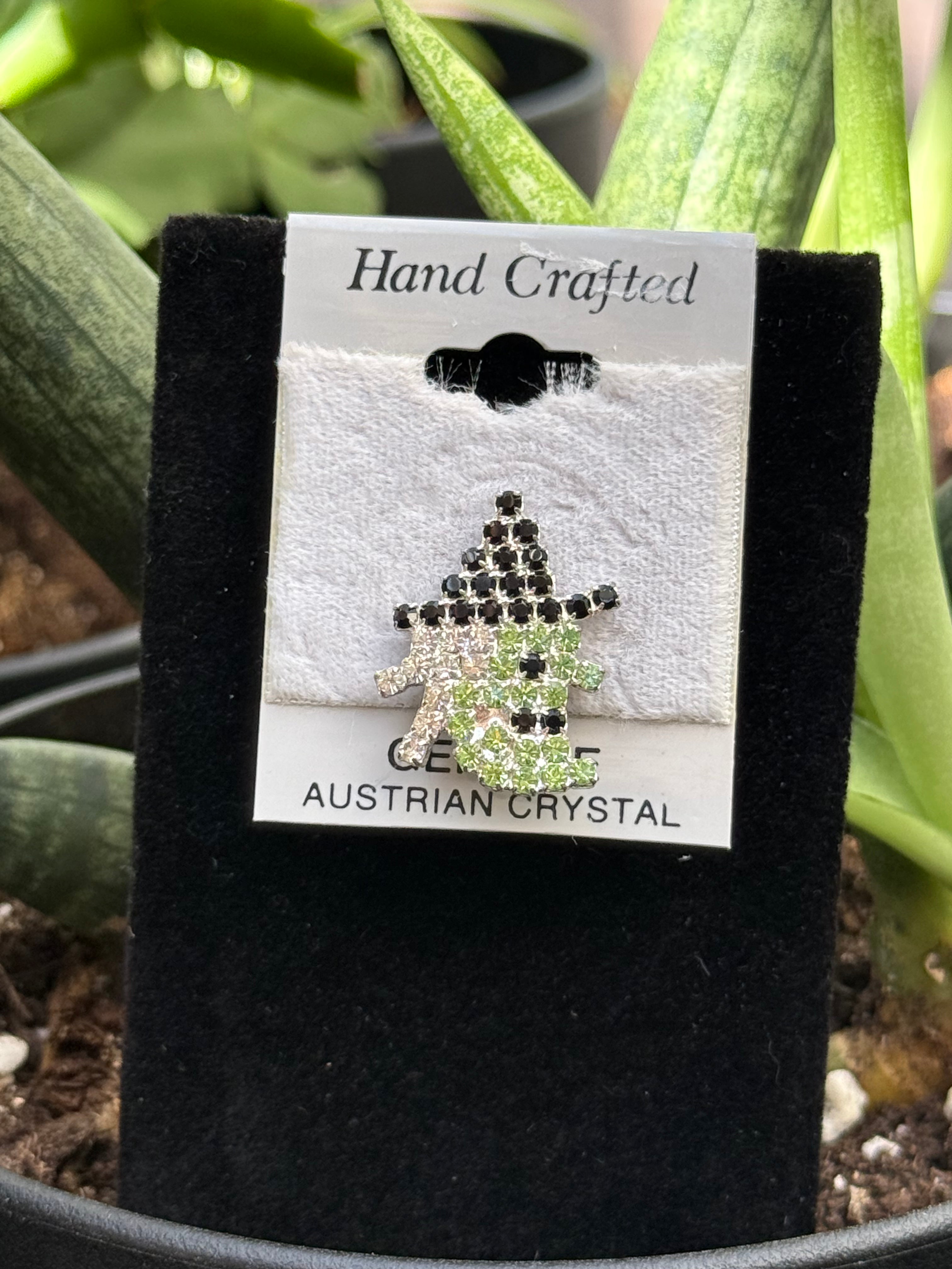 Crystal Witch Earrings & Pin Set | Gold or Silver | Austrian Crystal Halloween Jewelry