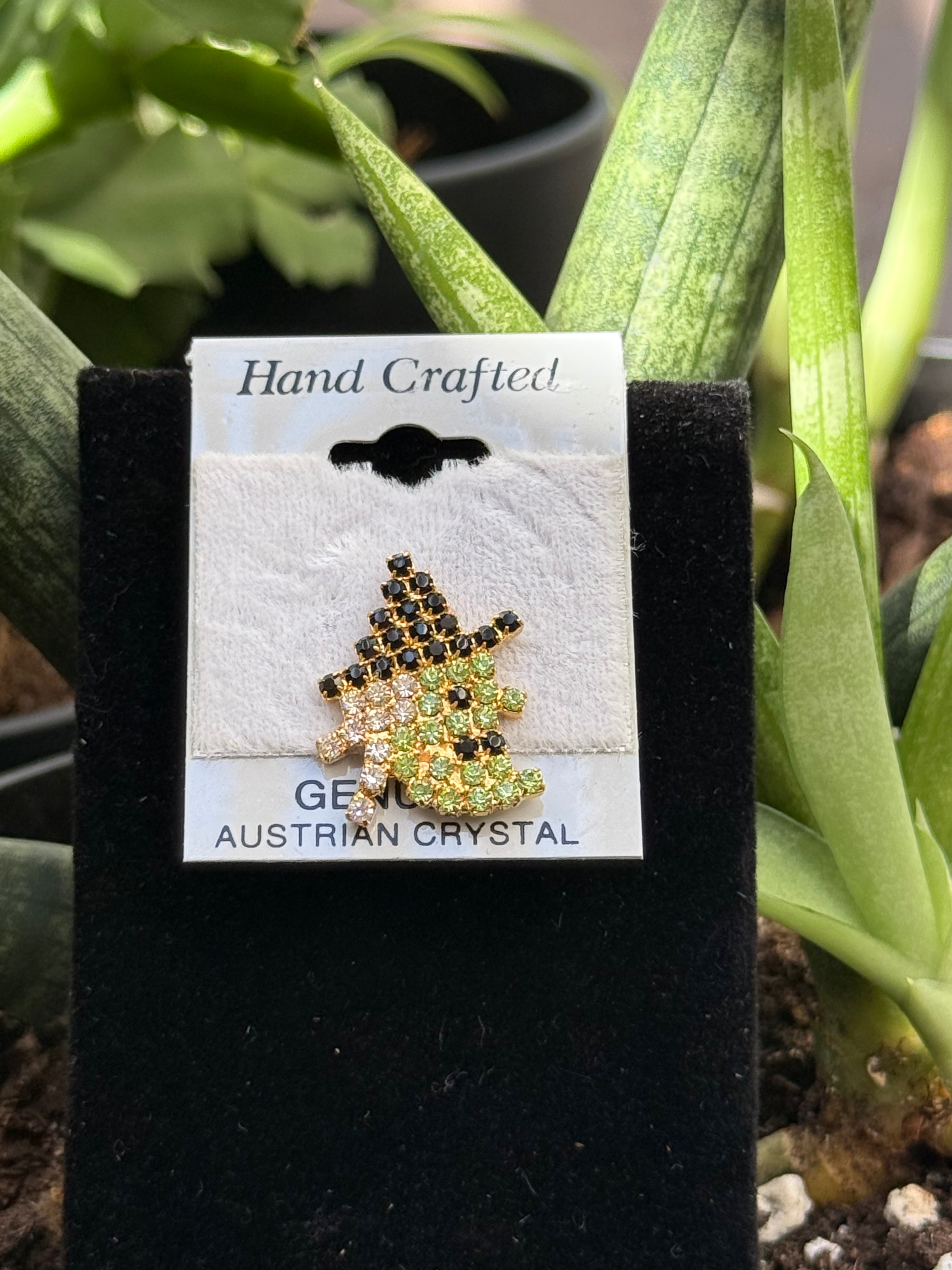 Crystal Witch Earrings & Pin Set | Gold or Silver | Austrian Crystal Halloween Jewelry