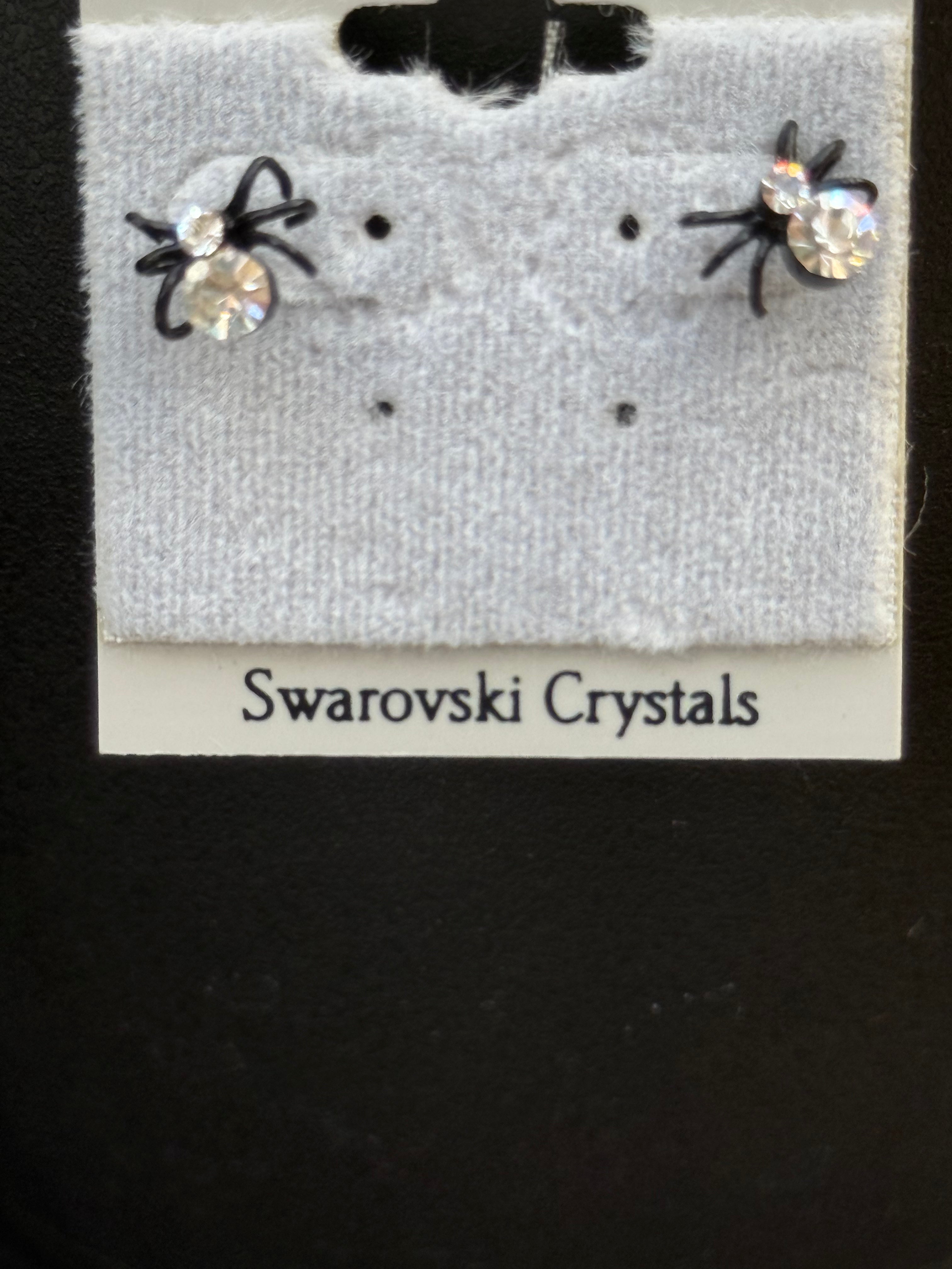 🕷️ Swarovski Crystal Spider Earrings Trio – Halloween Set of 3