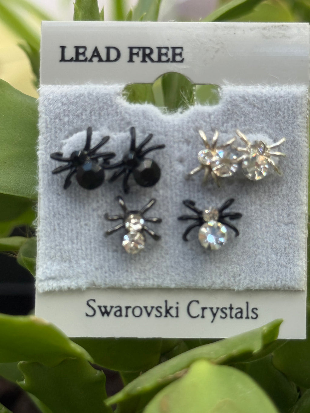 🕷️ Swarovski Crystal Spider Earrings Trio – Halloween Set of 3