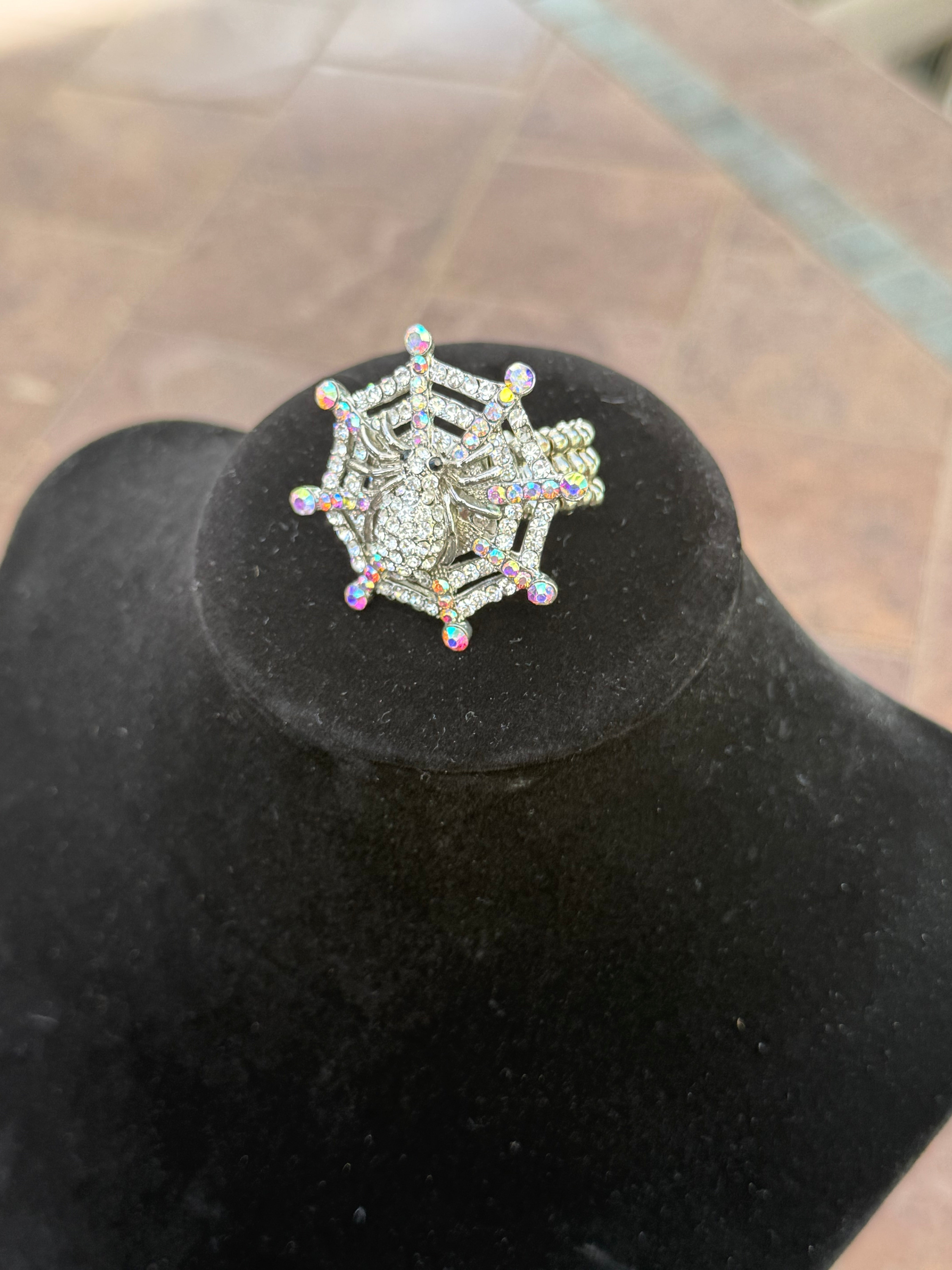 Sparkling Spiderweb Statement Ring
