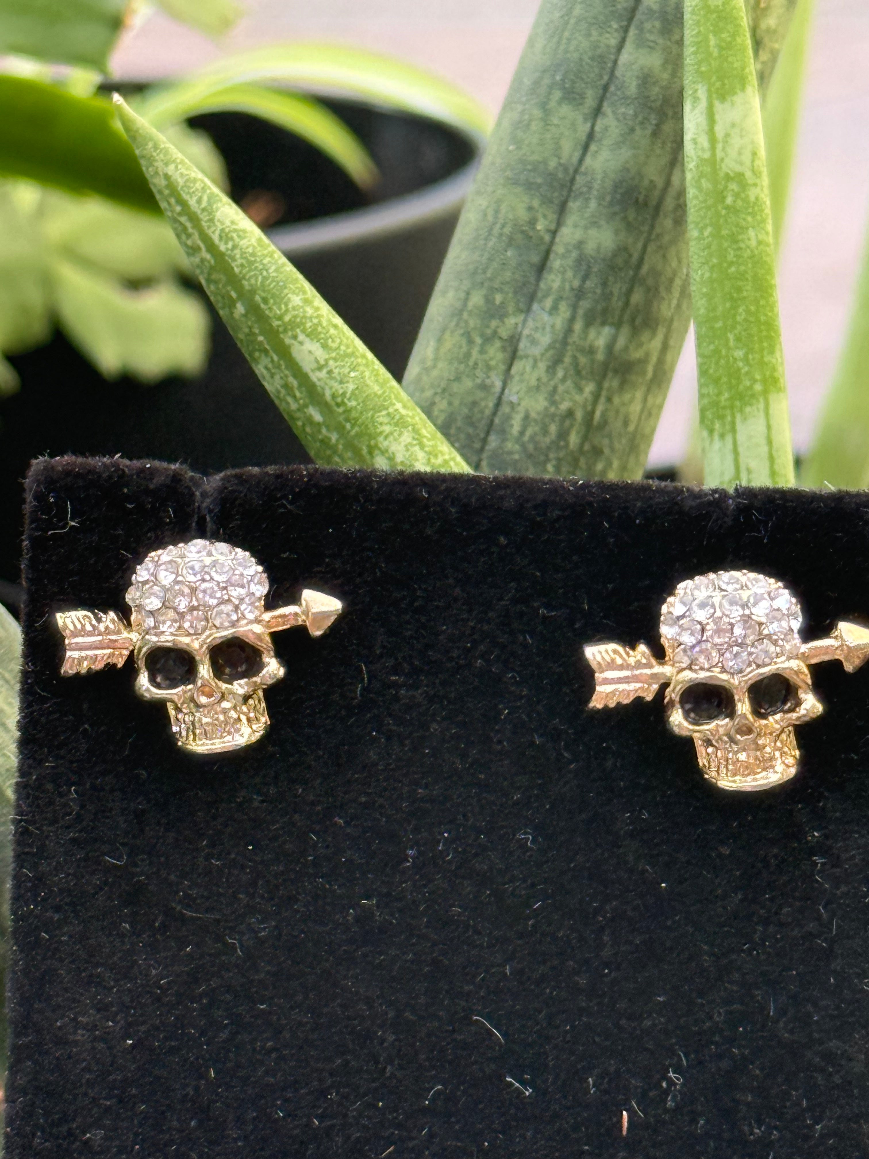 Rhinestone Skull Stud Earring Collection