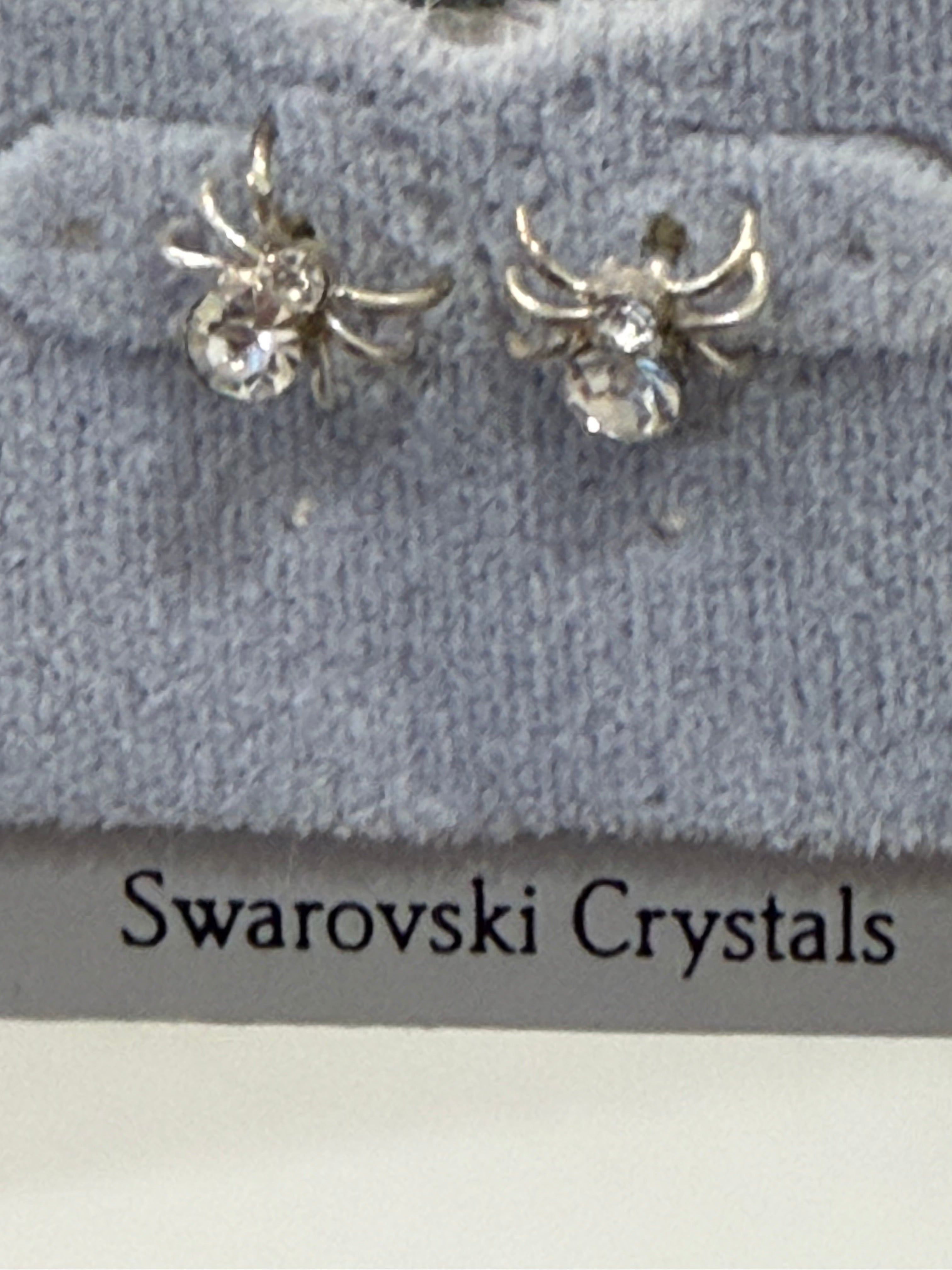 🕷️ Swarovski Crystal Spider Earrings Trio – Halloween Set of 3