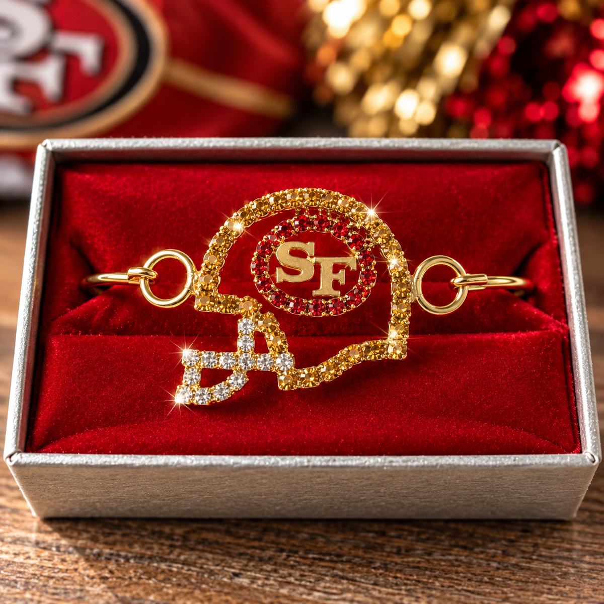 Sparkling San Francisco Football Helmet Bracelet