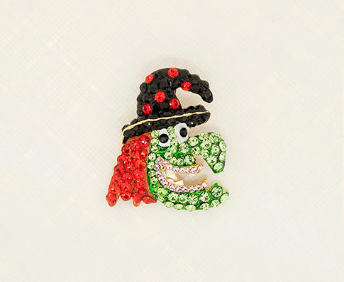 Green Witch Earrings & Brooch Set – Swarovski Crystal Rhinestones | Halloween Collection