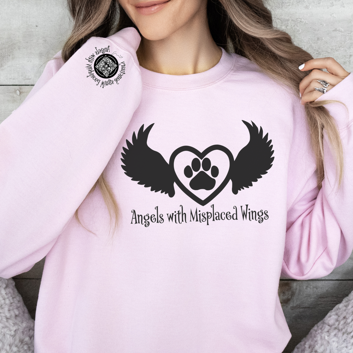 Angels with Misplaced Wings Crewneck Sweatshirt (Many Colors Available) - Ruff Life Rescue Wear