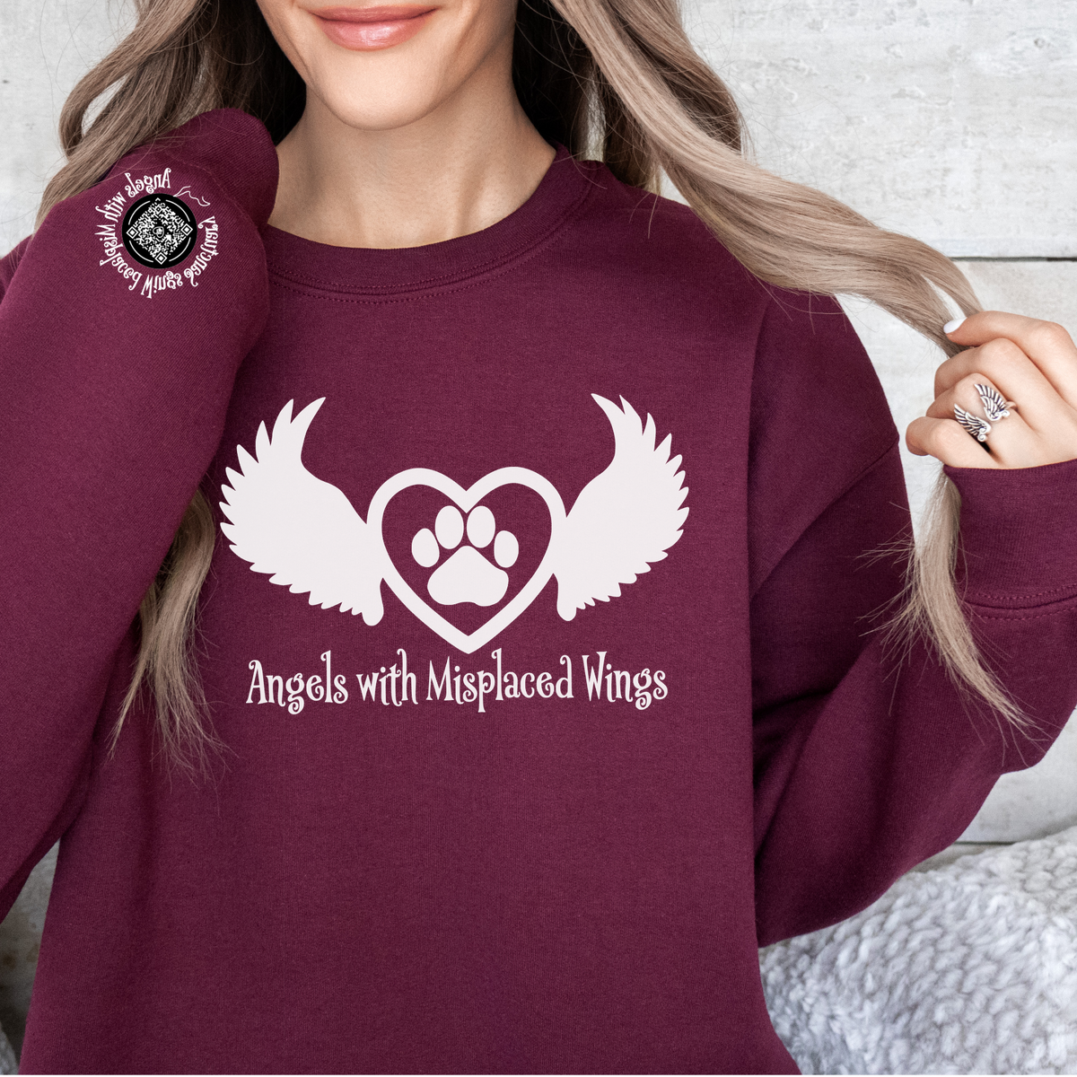 Angels with Misplaced Wings Crewneck Sweatshirt (Many Colors Available) - Ruff Life Rescue Wear